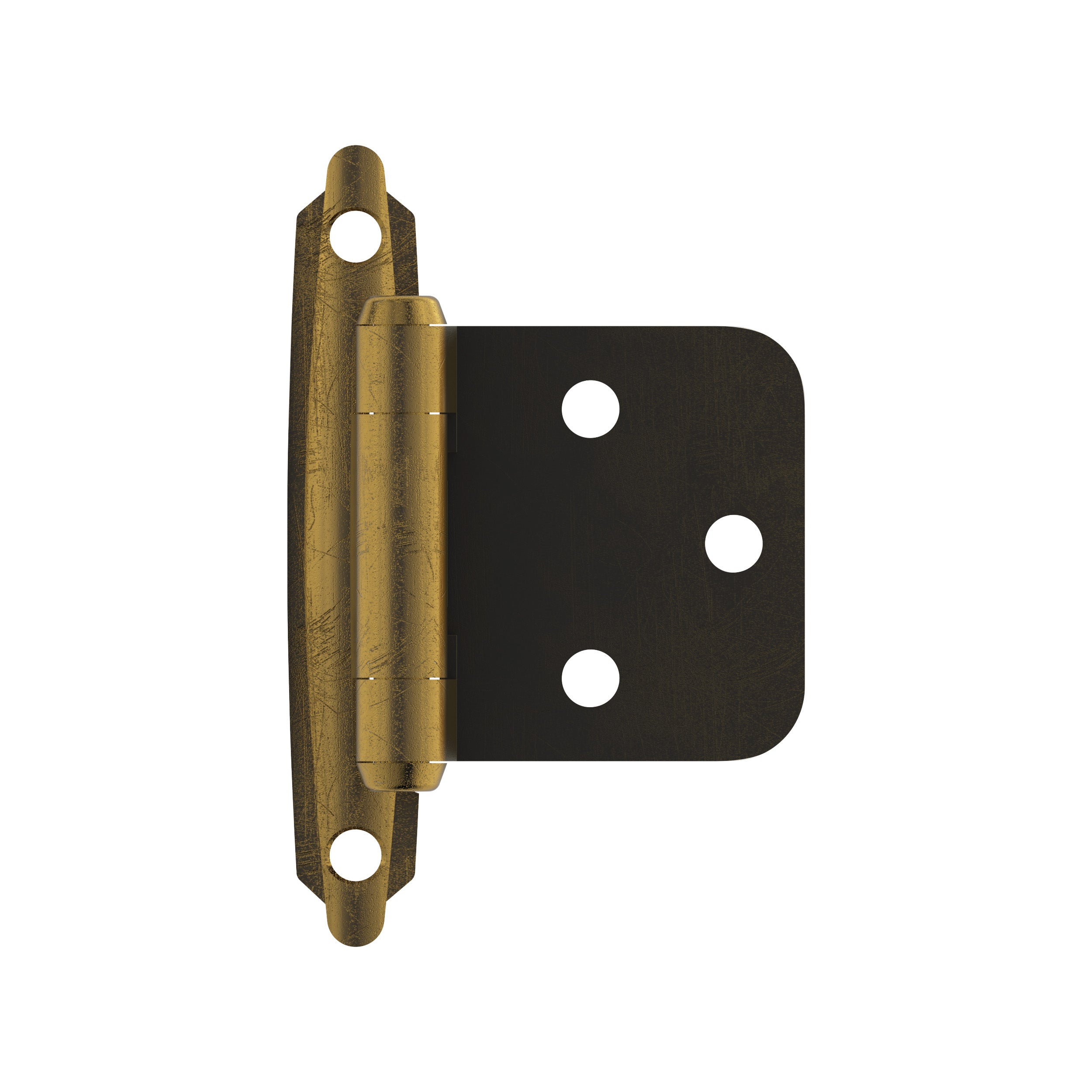 Variable Overlay Self Closing Face Mount Antique Brass Cabinet Hinge - 1 Pair
