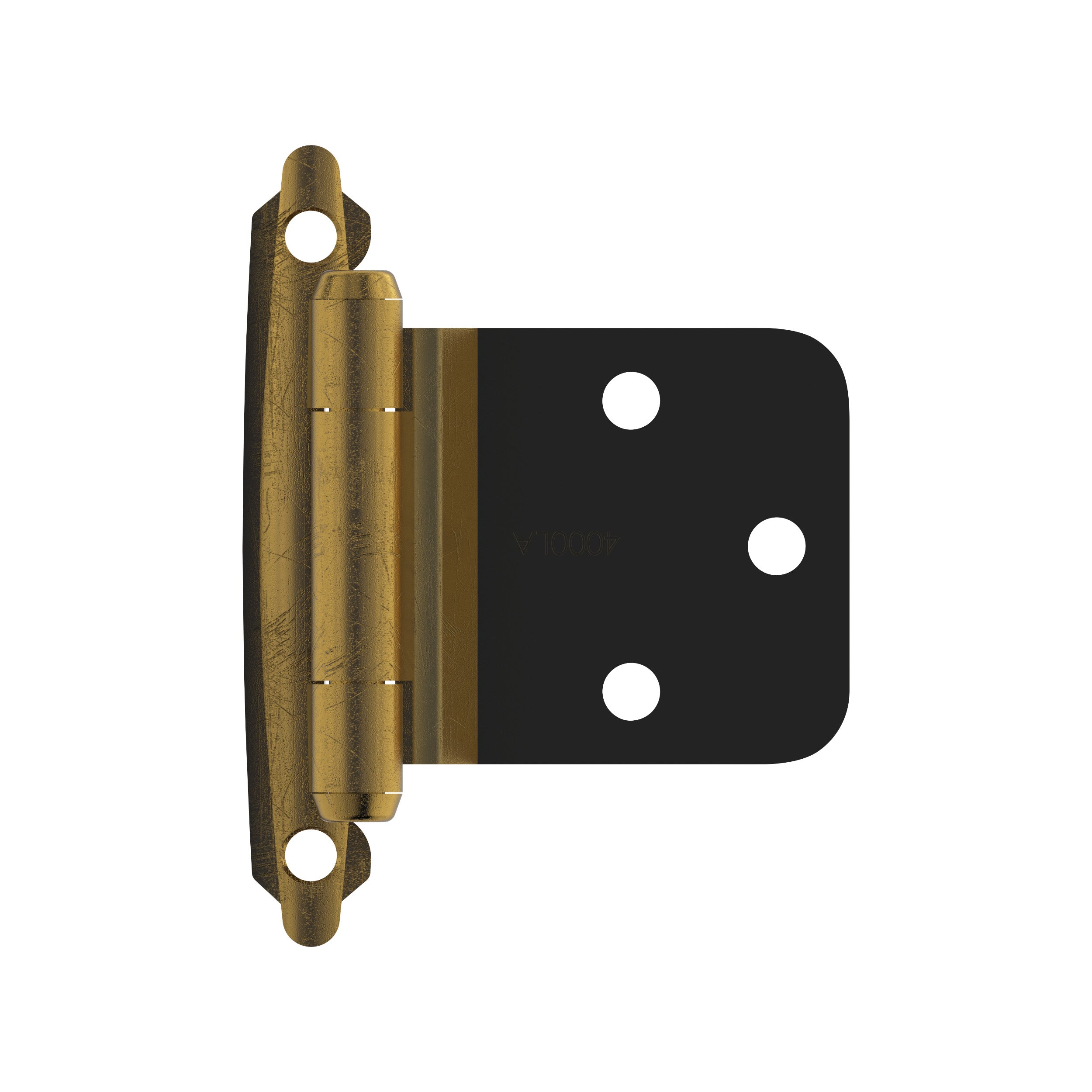 Variable Overlay Self Closing Face Mount Reverse Bevel Antique Brass Cabinet Hinge - 1 Pair