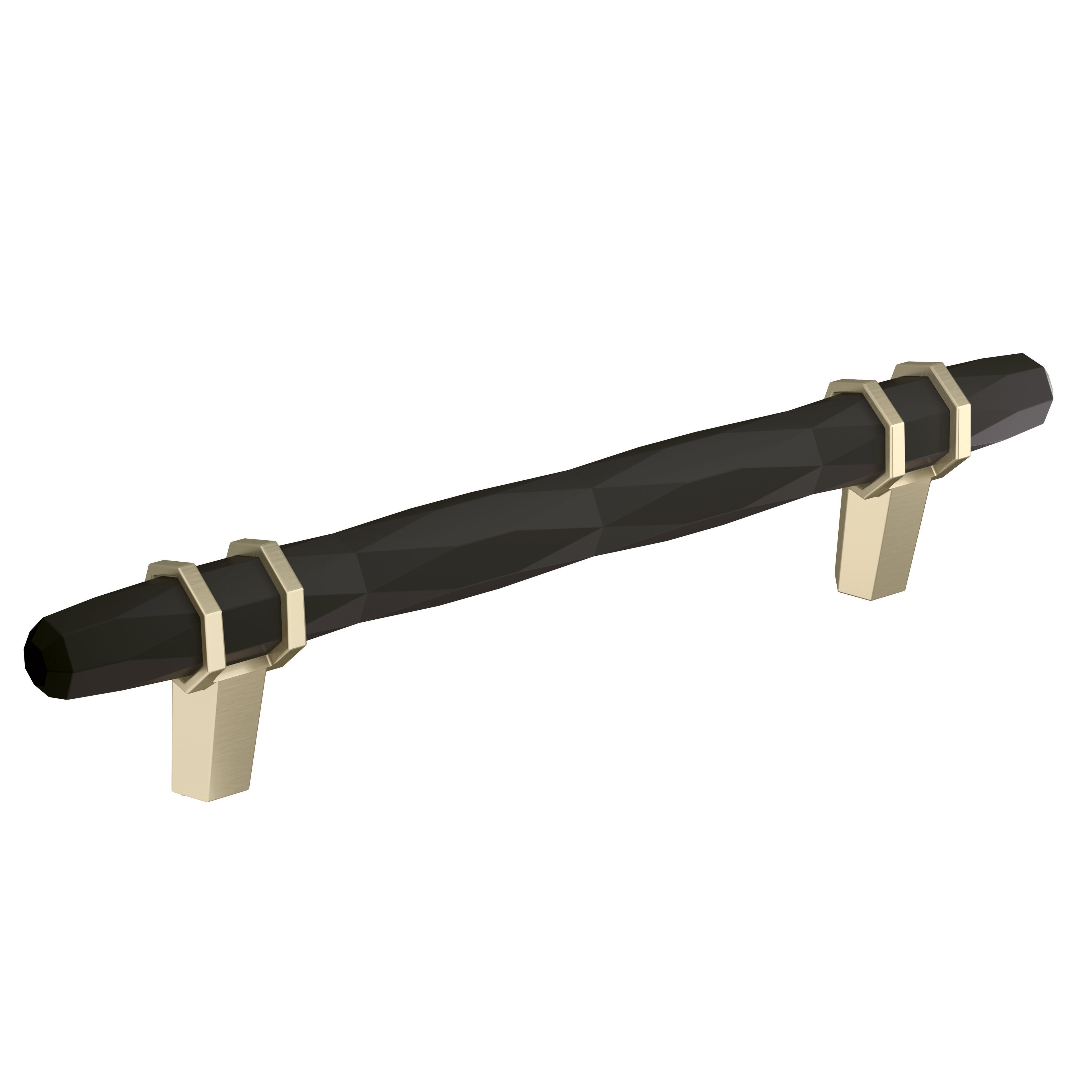 London 5-1/16 inch (128mm) Center-to-Center Black Bronze/Golden Champagne Cabinet Pull