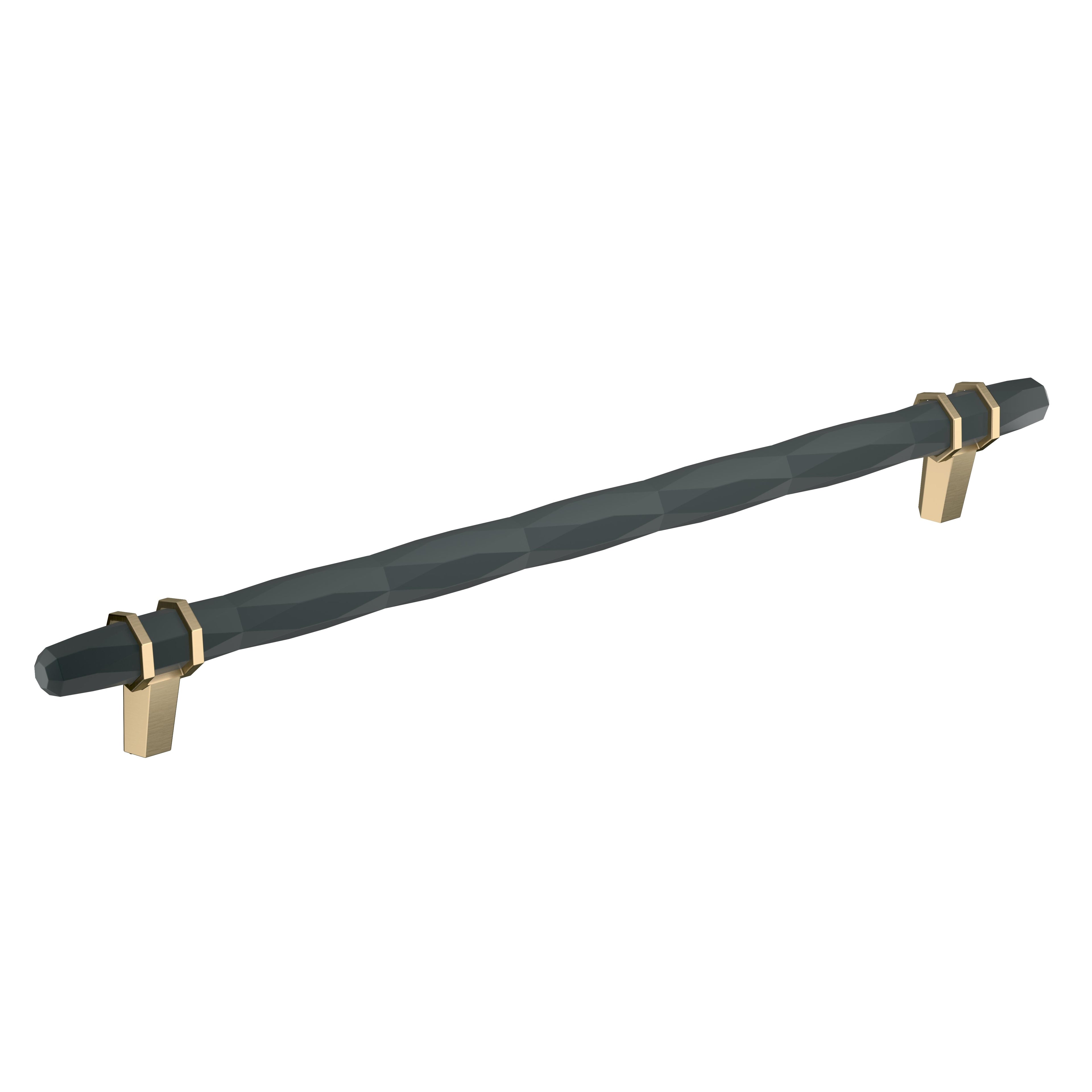 London 10-1/16 inch (256mm) Center-to-Center Black Bronze/Golden Champagne Cabinet Pull