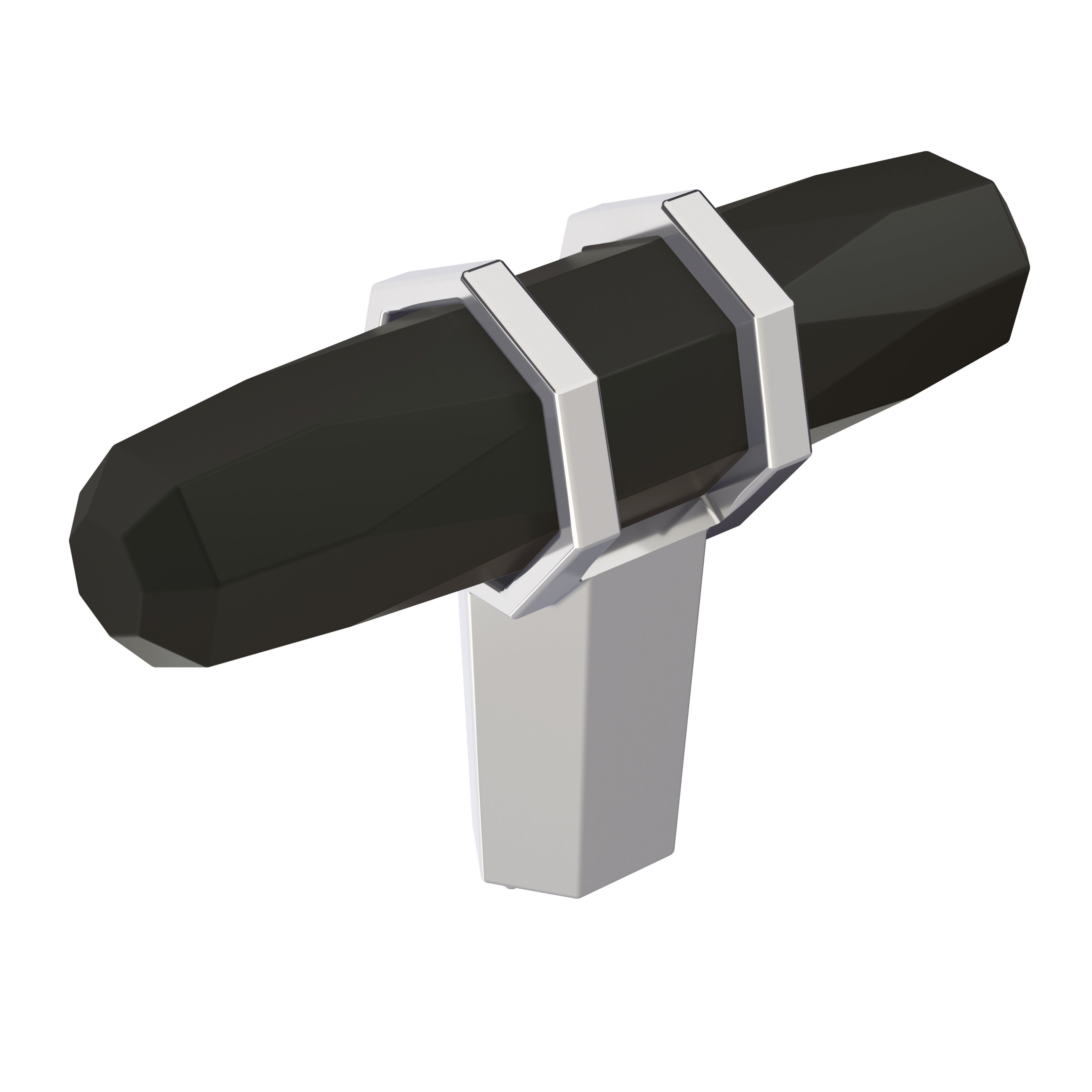 London 2-1/2 inch (64mm) Length Black Bronze/Polished Chrome Cabinet Knob