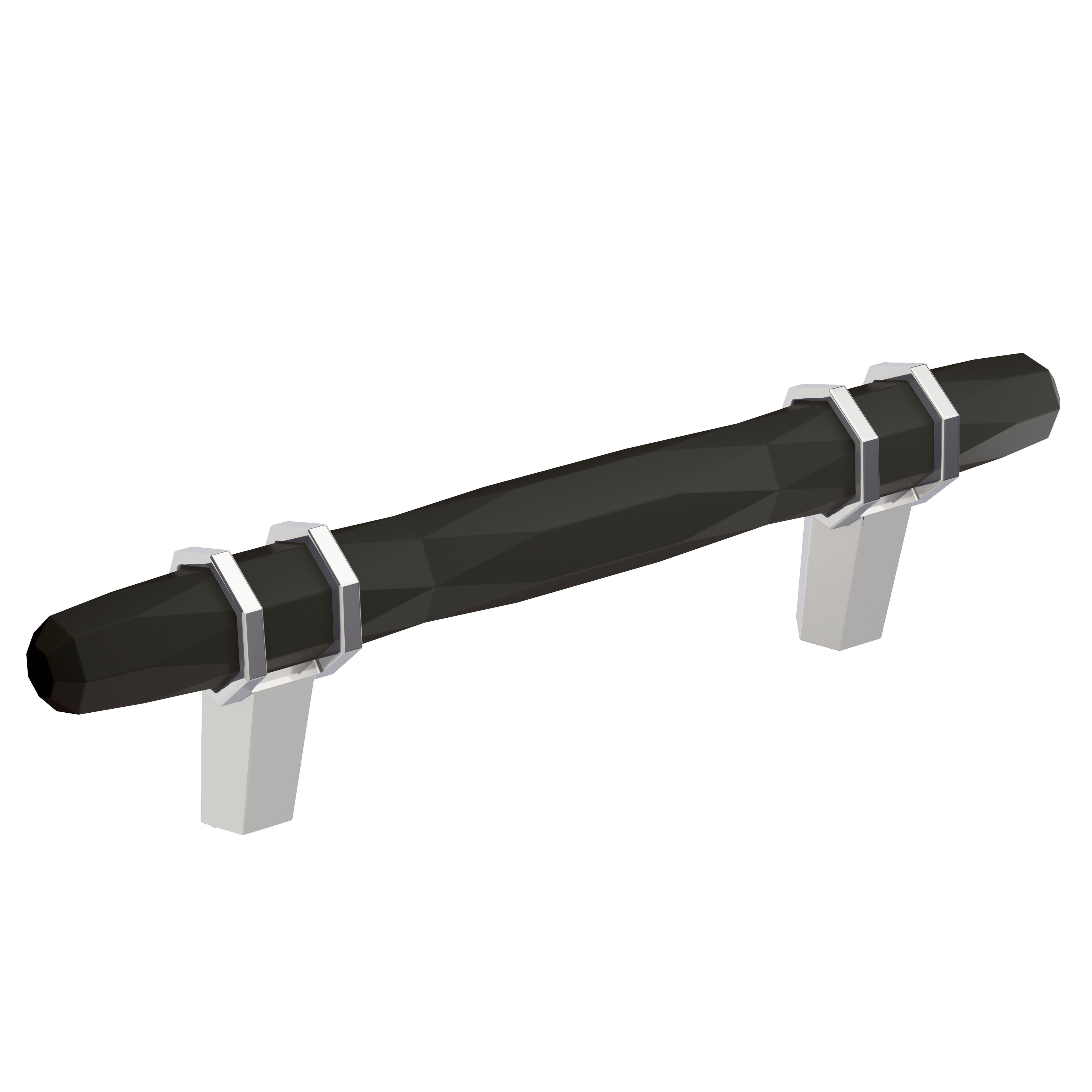 London 3-3/4 inch (96mm) Center-to-Center Black Bronze/Polished Chrome Cabinet Pull