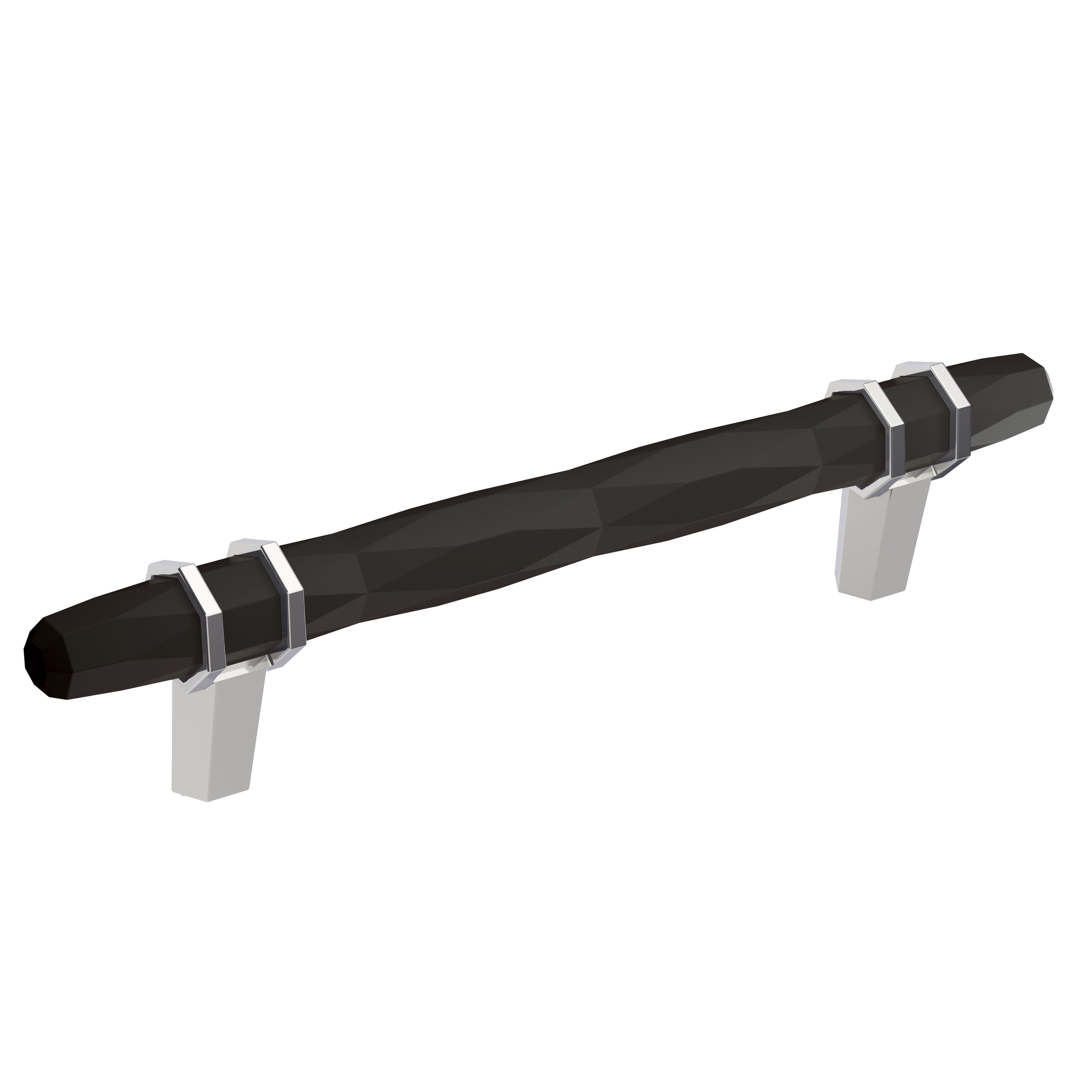 London 5-1/16 inch (128mm) Center-to-Center Black Bronze/Polished Chrome Cabinet Pull