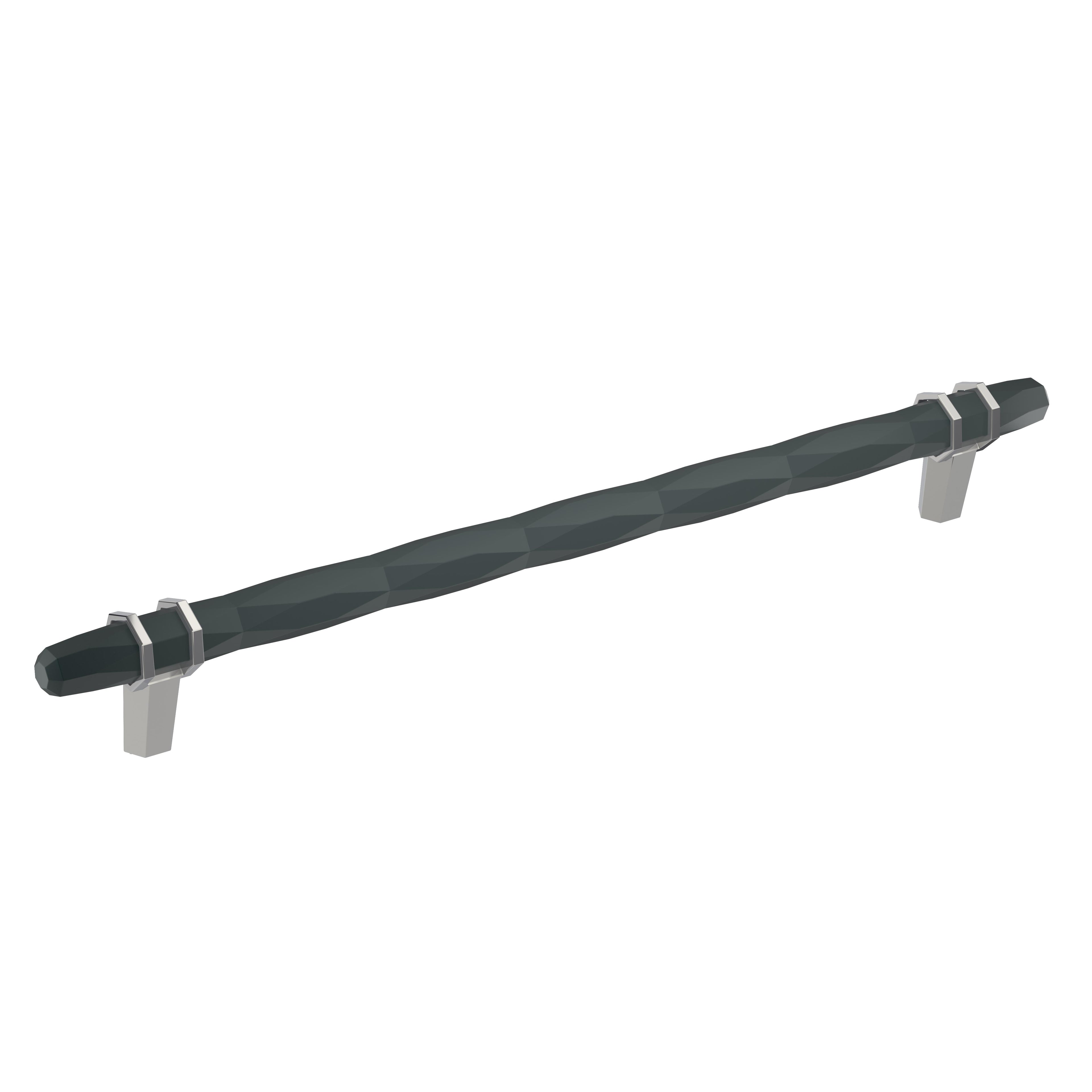 London 10-1/16 inch (256mm) Center-to-Center Black Bronze/Polished Chrome Cabinet Pull