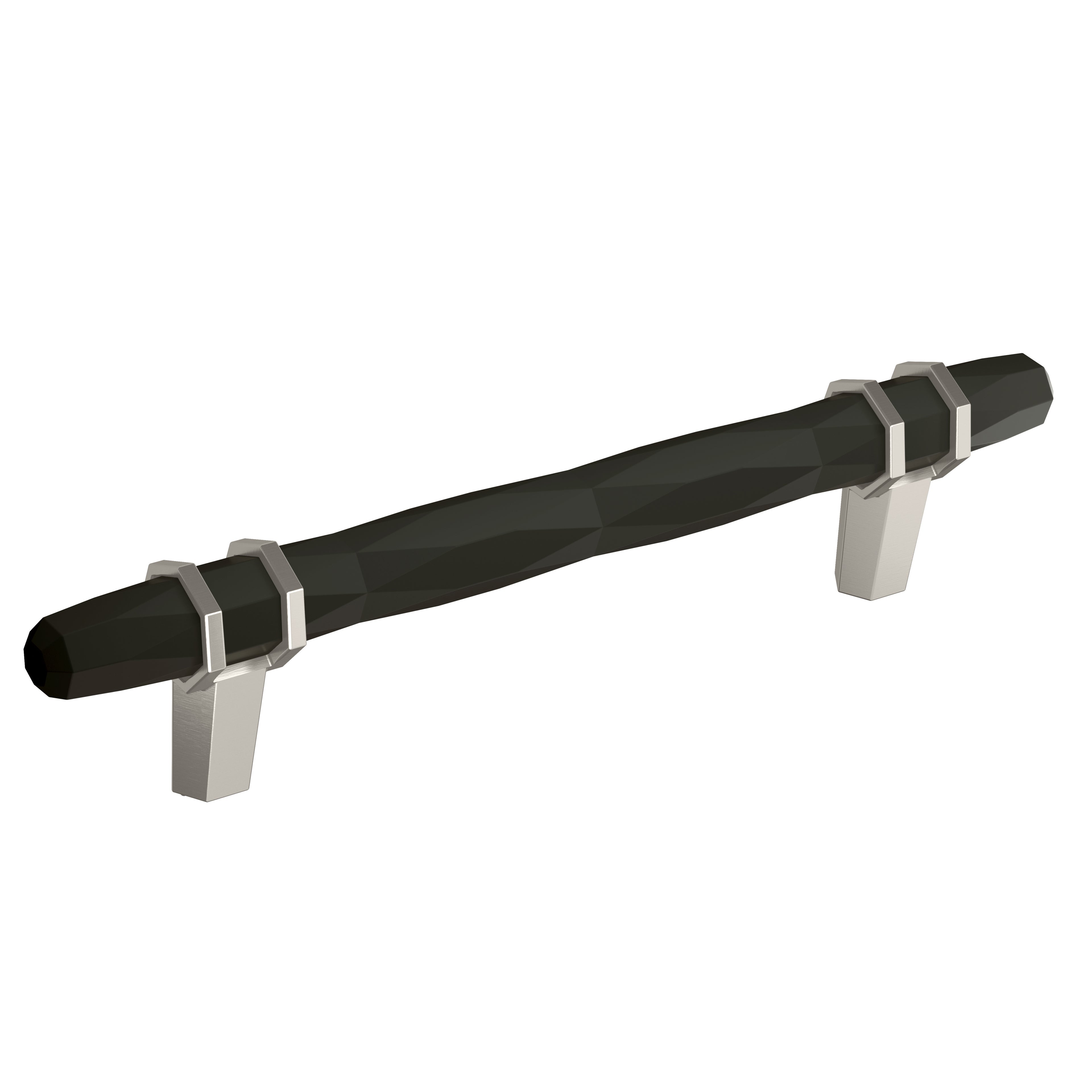London 5-1/16 inch (128mm) Center-to-Center Black Bronze/Satin Nickel Cabinet Pull