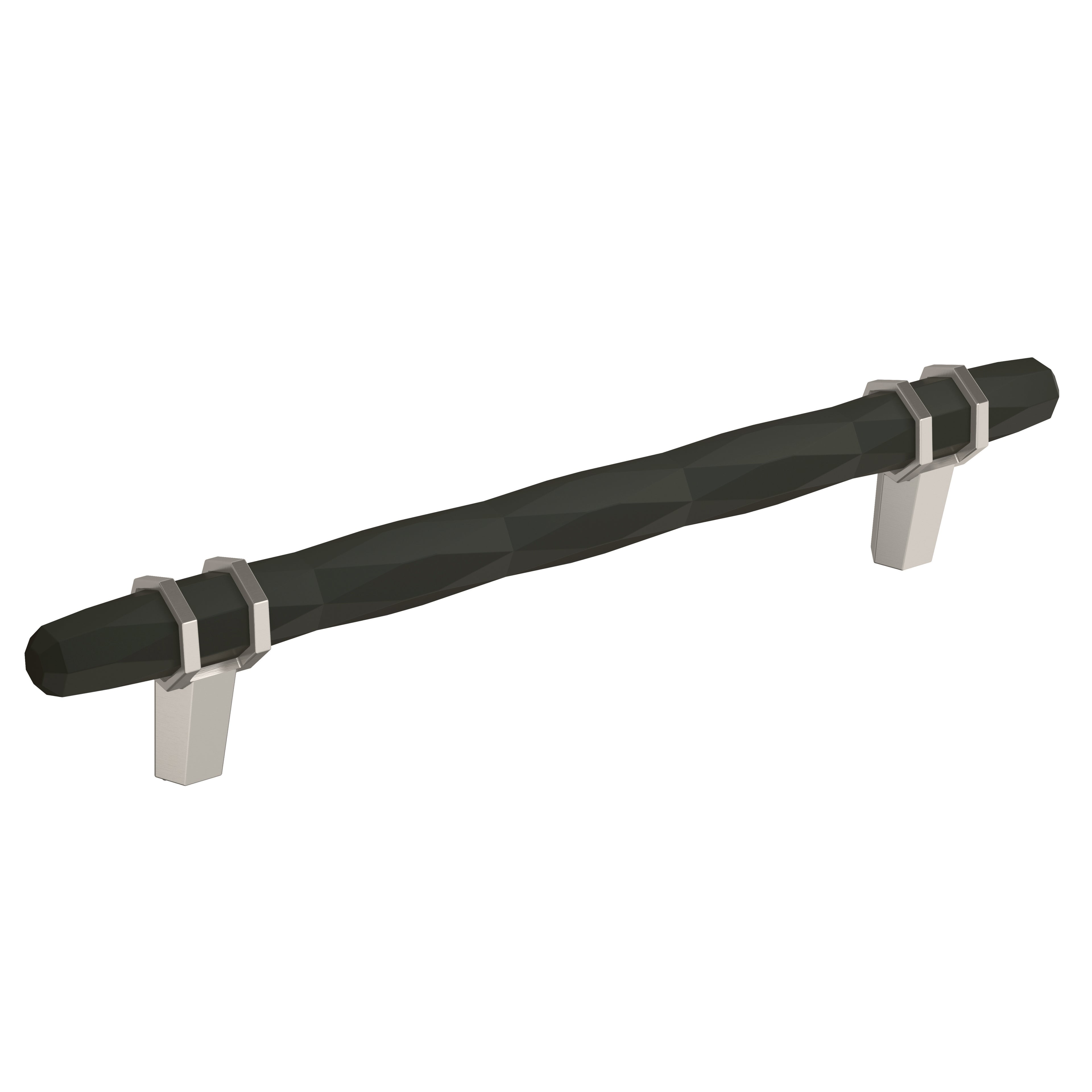 London 6-5/16 inch (160mm) Center-to-Center Black Bronze/Satin Nickel Cabinet Pull