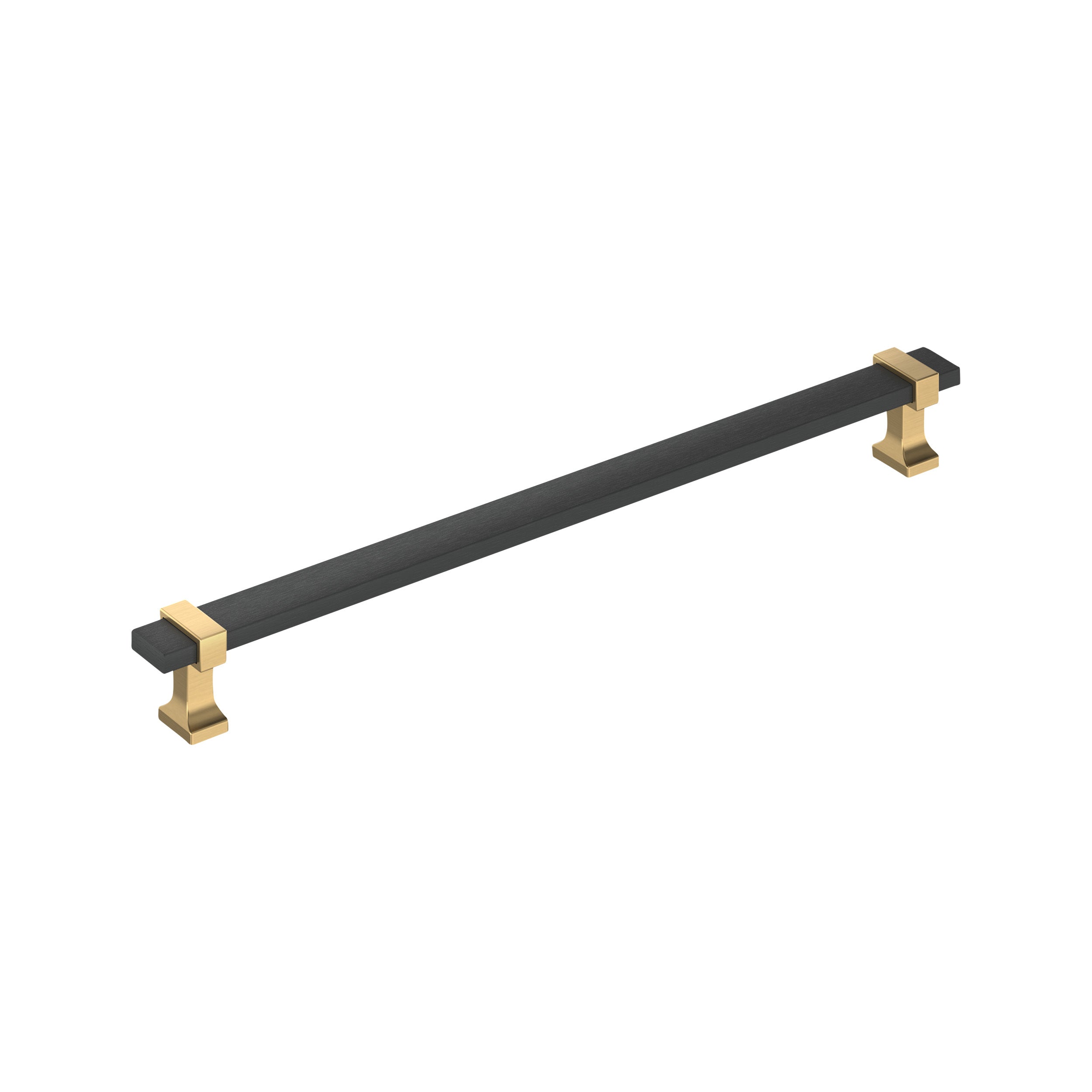 Overton 10-1/16 inch (256mm) Center-to-Center Brushed Matte Black/Champagne Bronze Cabinet Pull