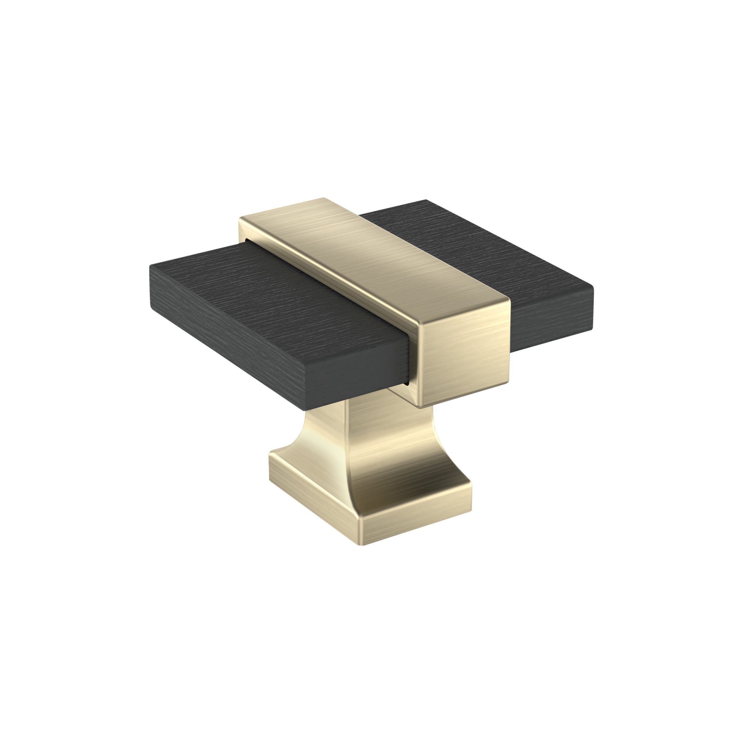 Overton 1-3/8 inch (35mm) Length Brushed Matte Black/Golden Champagne Cabinet Knob