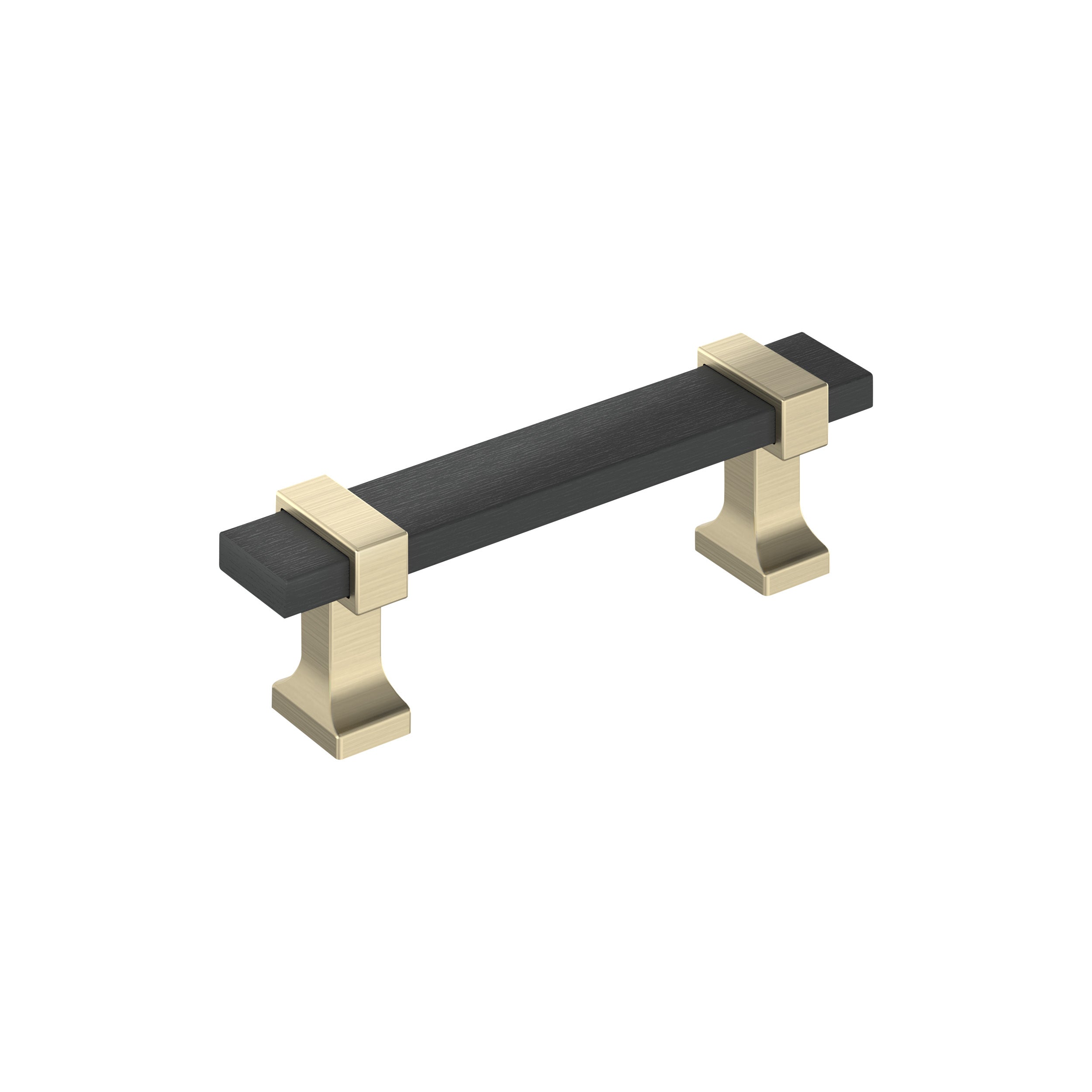 Overton 3 inch (76mm) Center-to-Center Brushed Matte Black/Golden Champagne Cabinet Pull
