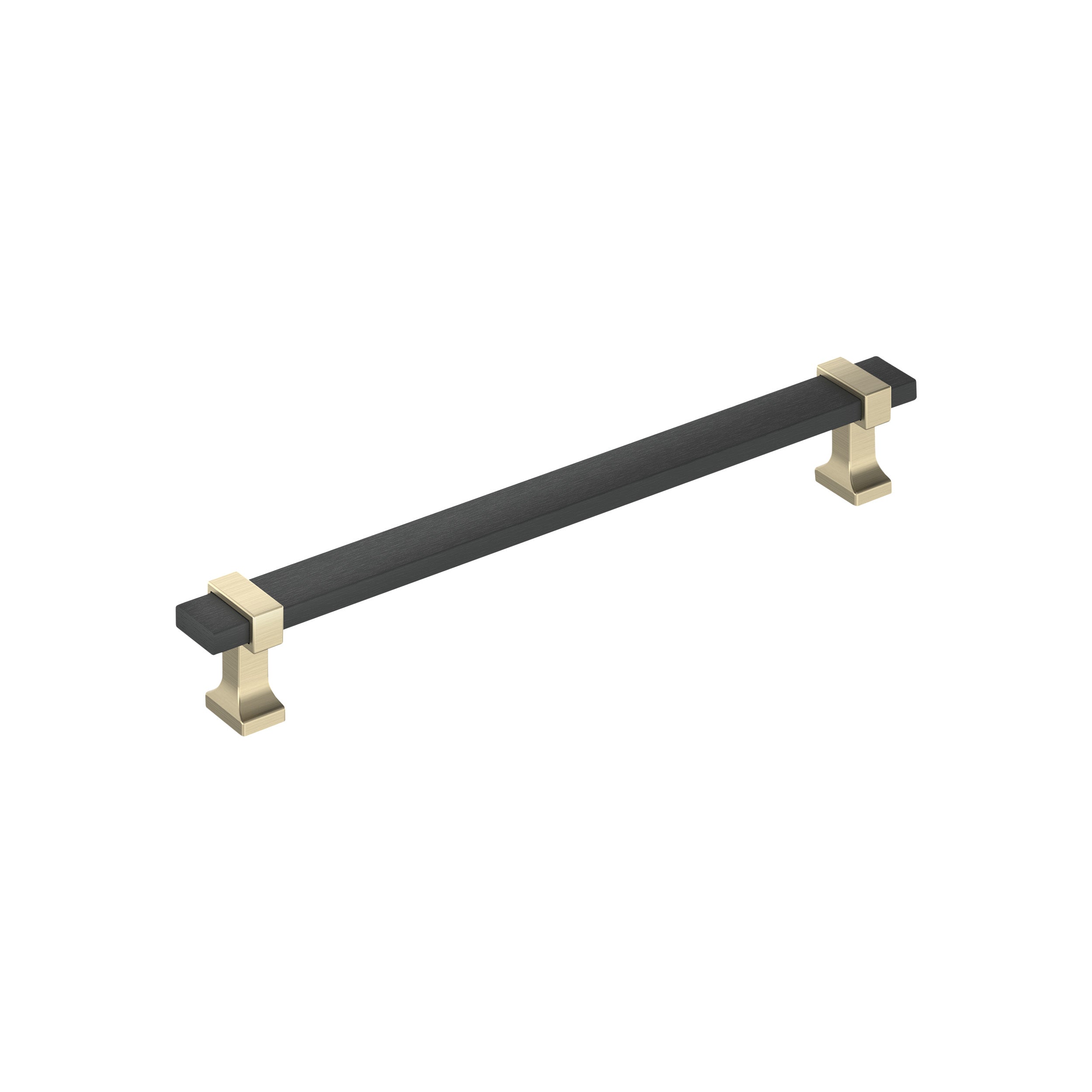 Overton 7-9/16 inch (192mm) Center-to-Center Brushed Matte Black/Golden Champagne Cabinet Pull