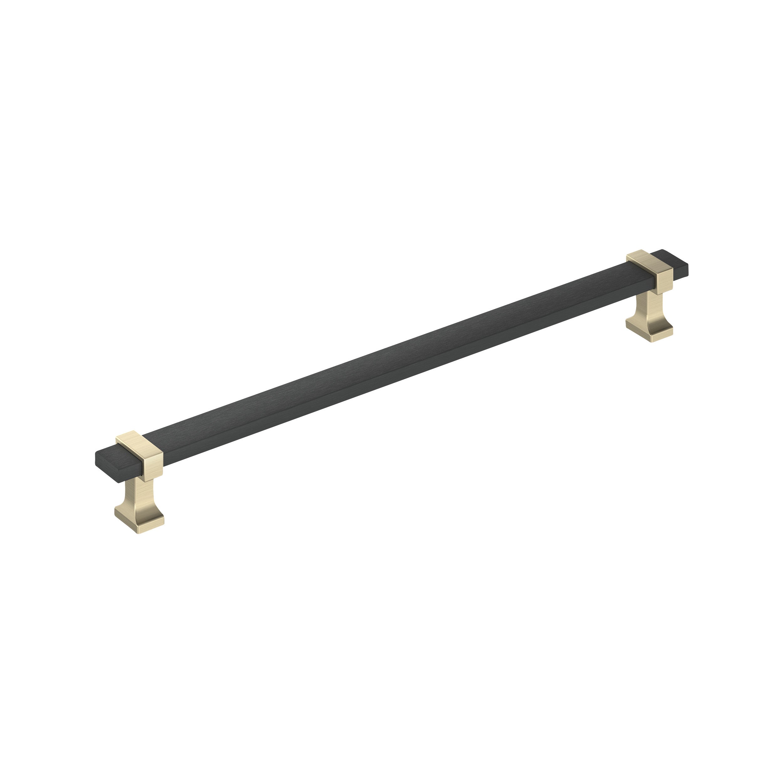 Overton 10-1/16 inch (256mm) Center-to-Center Brushed Matte Black/Golden Champagne Cabinet Pull