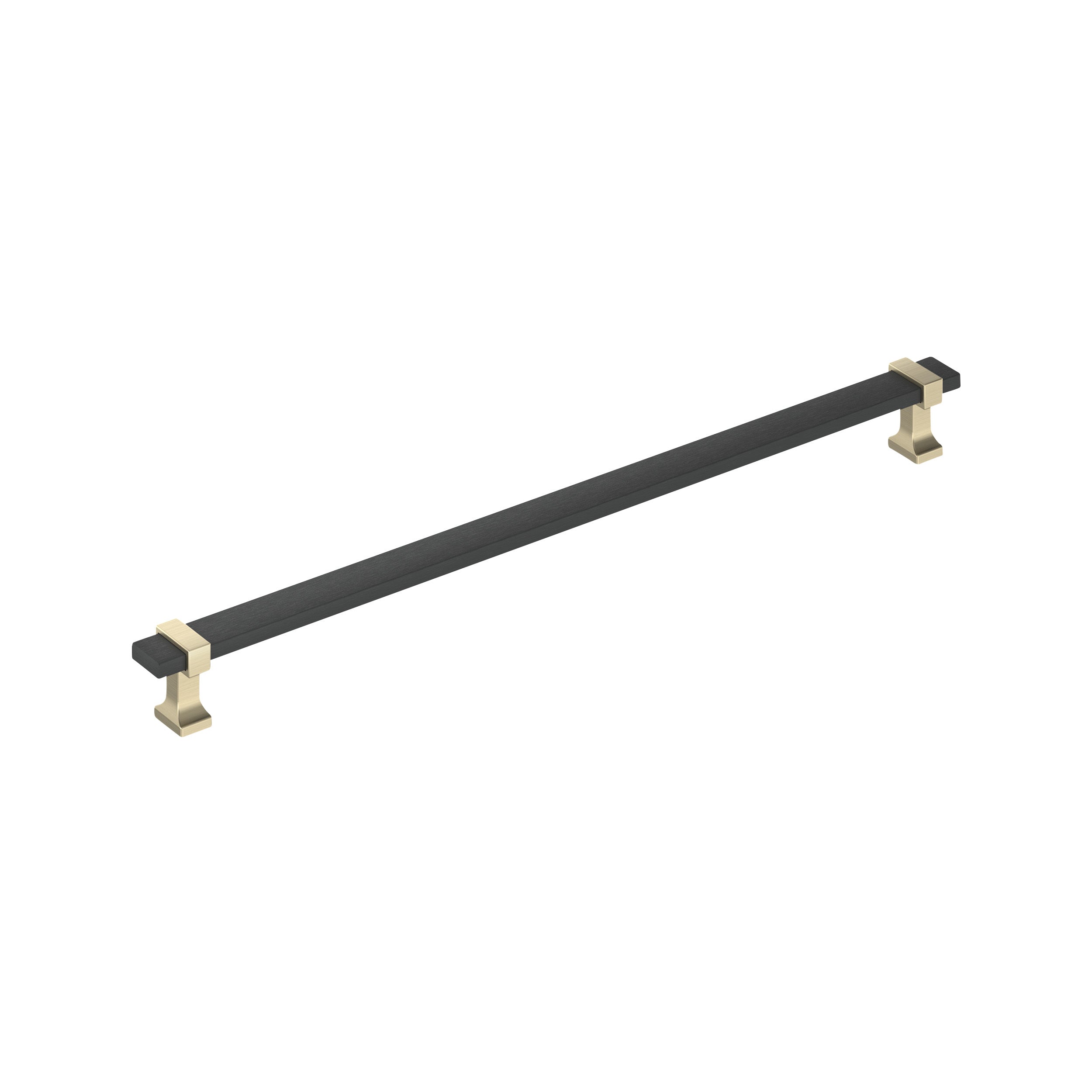 Overton 12-5/8 inch (320mm) Center-to-Center Brushed Matte Black/Golden Champagne Cabinet Pull