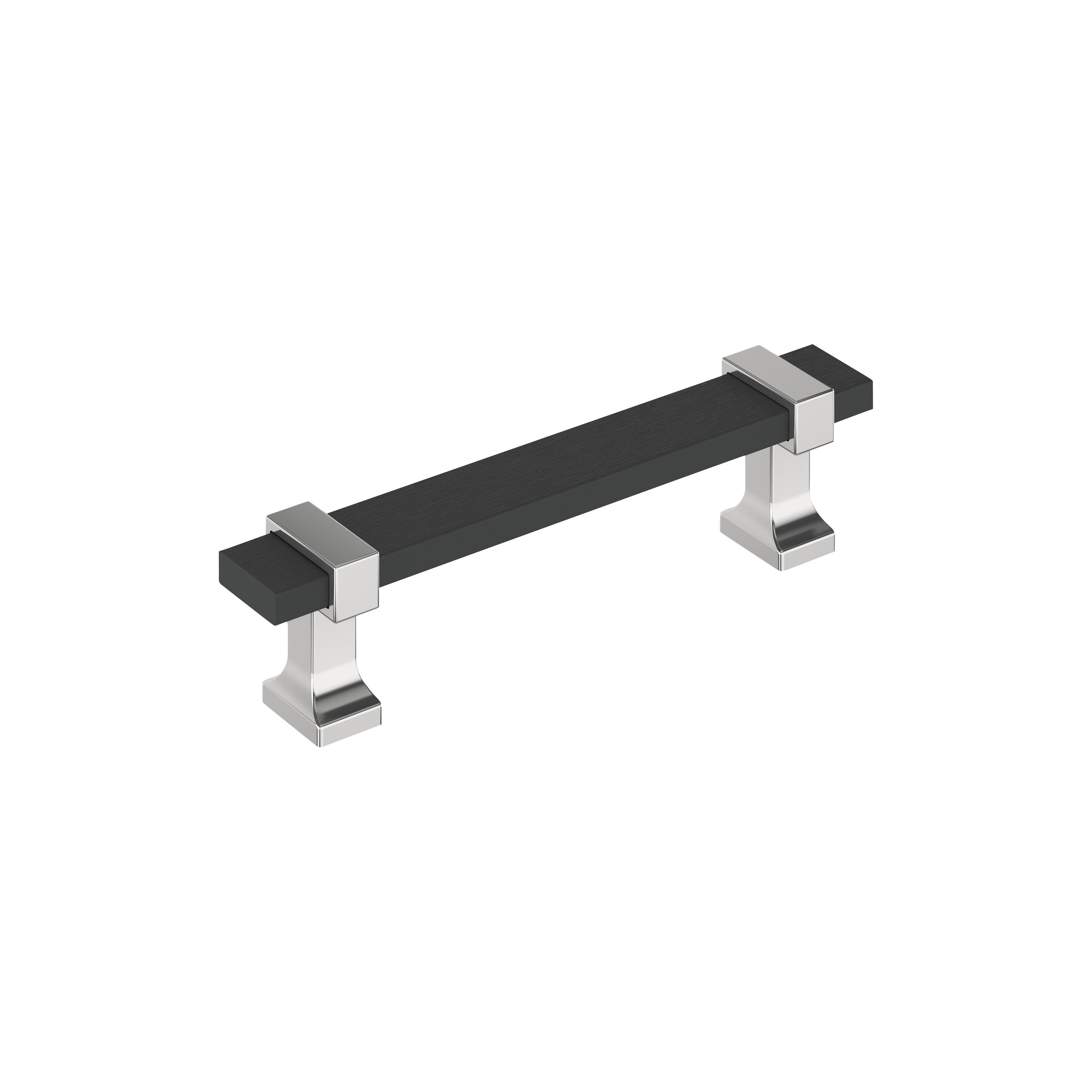 Overton 3-3/4 inch (96mm) Center-to-Center Brushed Matte Black/Polished Chrome Cabinet Pull