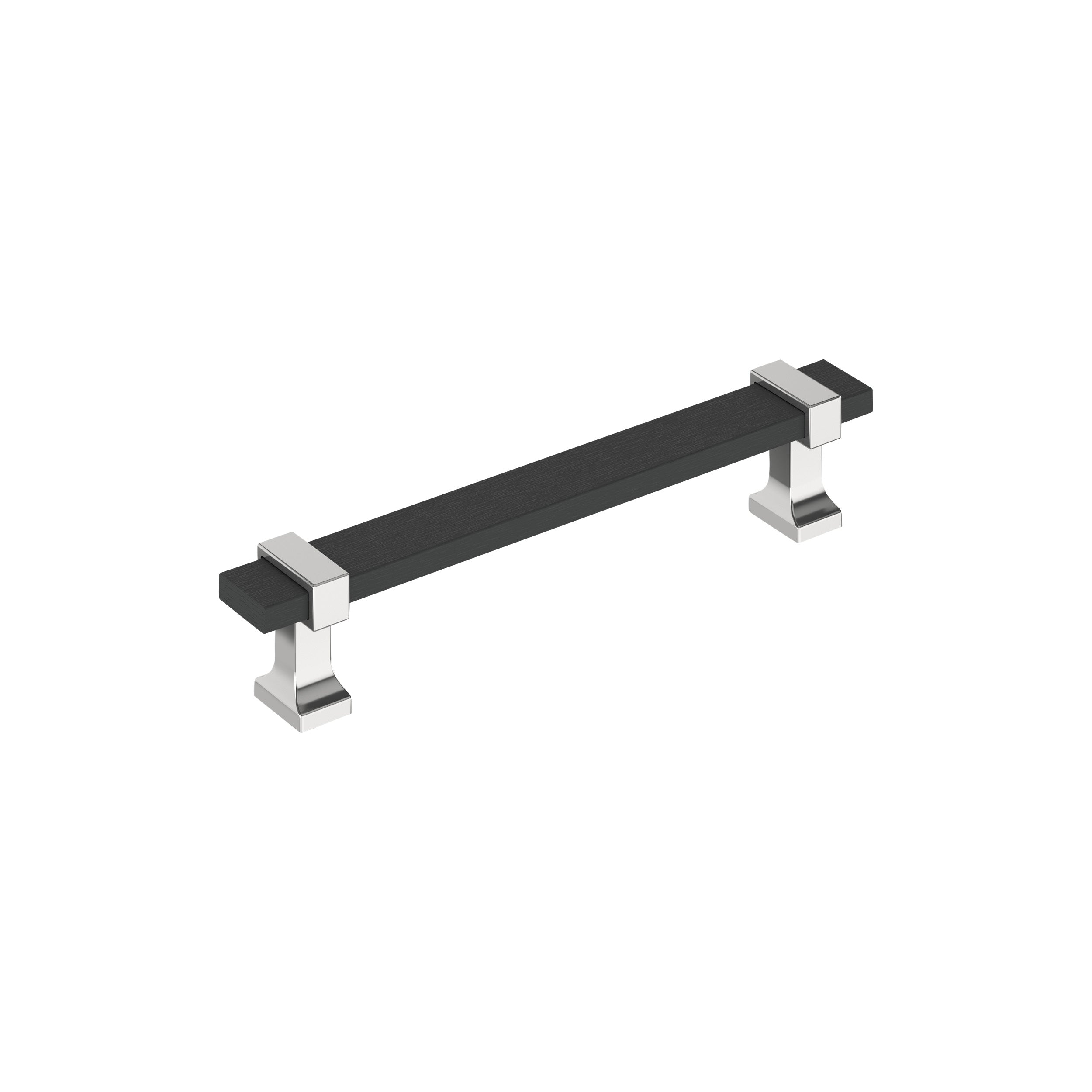 Overton 5-1/16 inch (128mm) Center-to-Center Brushed Matte Black/Polished Chrome Cabinet Pull