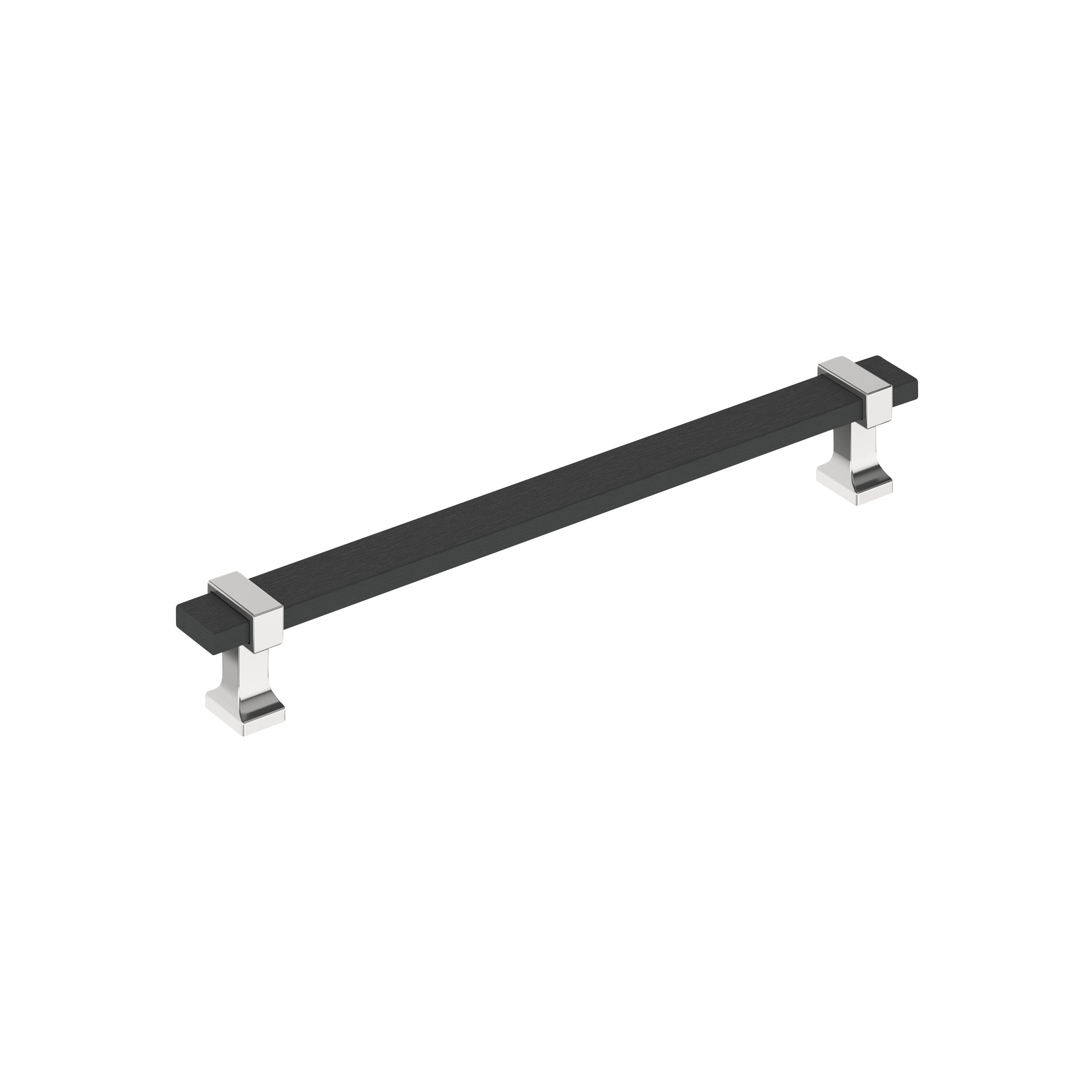 Overton 7-9/16 inch (192mm) Center-to-Center Brushed Matte Black/Polished Chrome Cabinet Pull