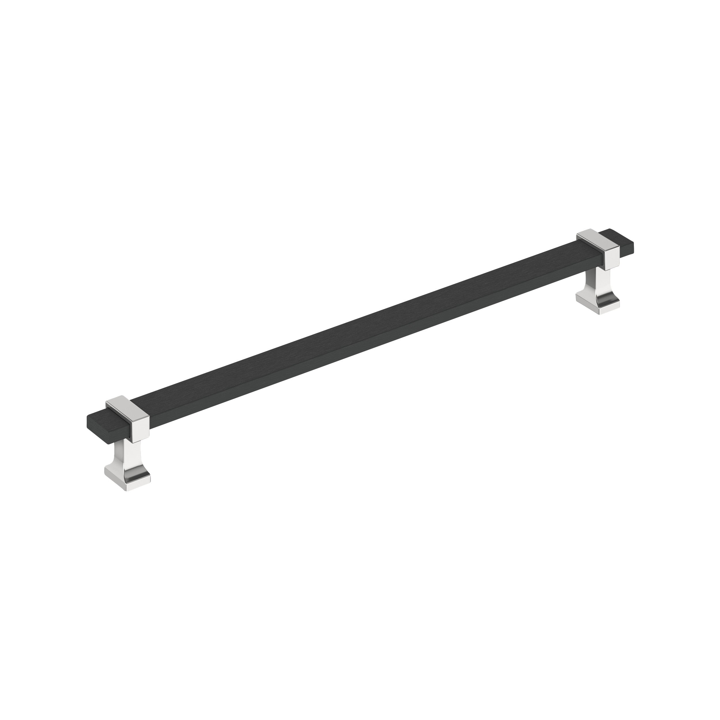 Overton 10-1/16 inch (256mm) Center-to-Center Brushed Matte Black/Polished Chrome Cabinet Pull