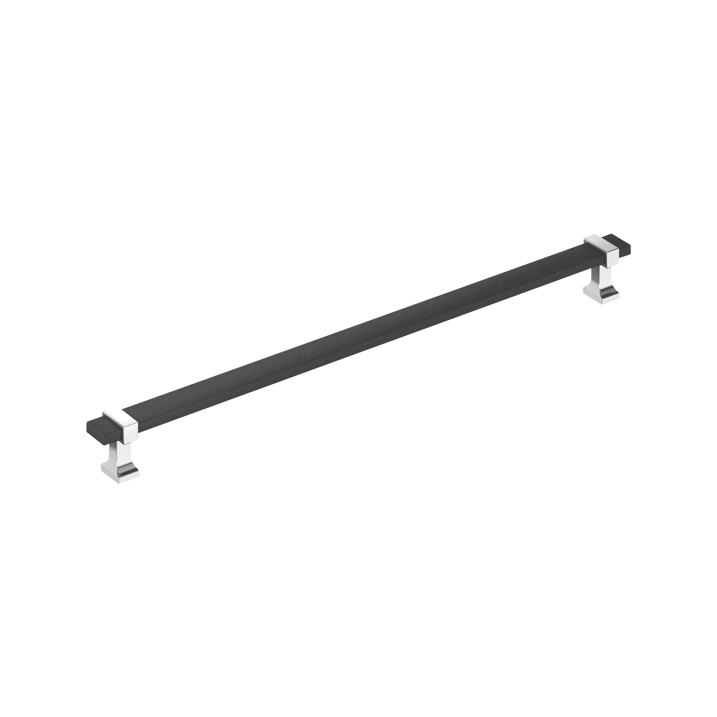 Overton 12-5/8 inch (320mm) Center-to-Center Brushed Matte Black/Polished Chrome Cabinet Pull