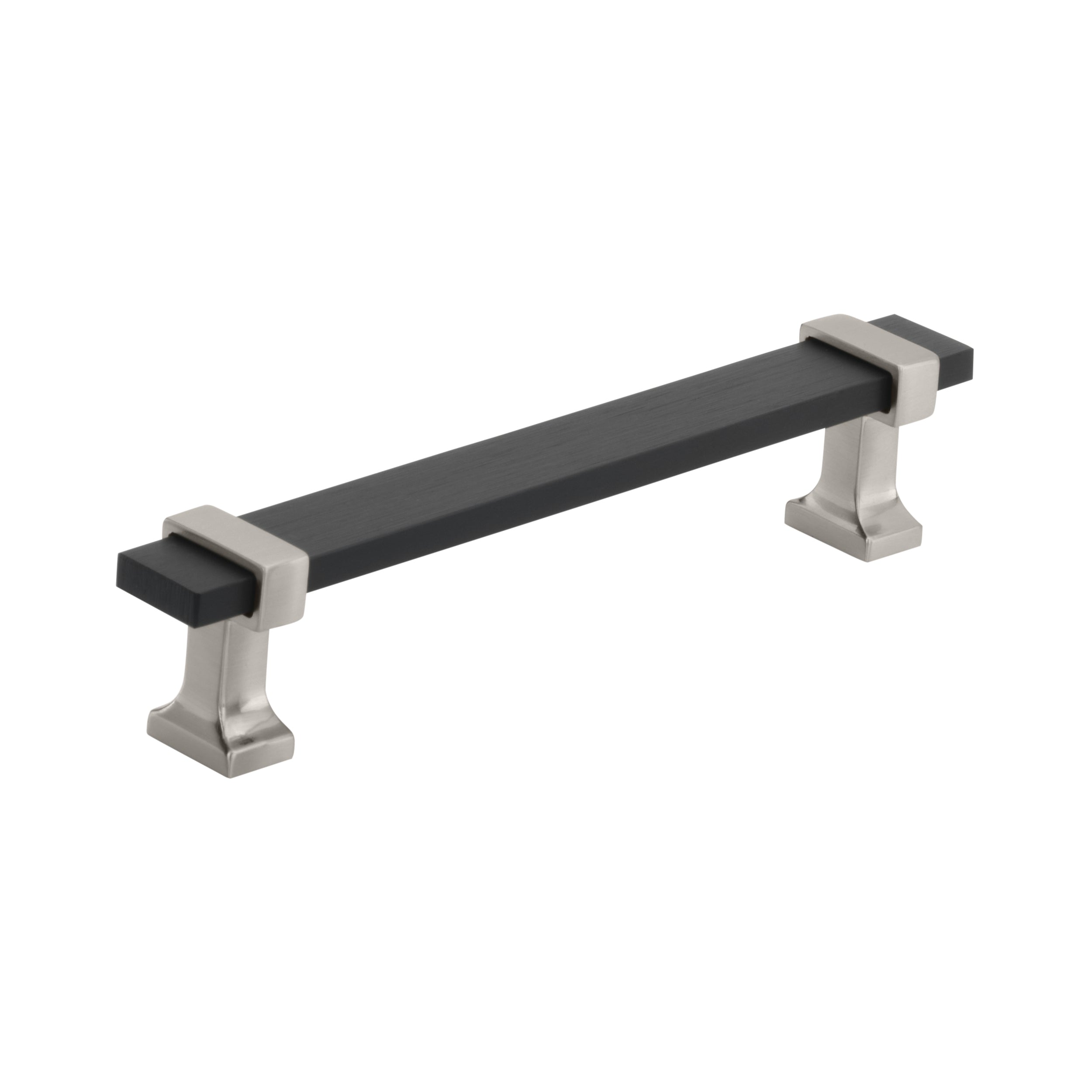 Overton 5-1/16 inch (128mm) Center-to-Center Brushed Matte Black/Satin Nickel Cabinet Pull