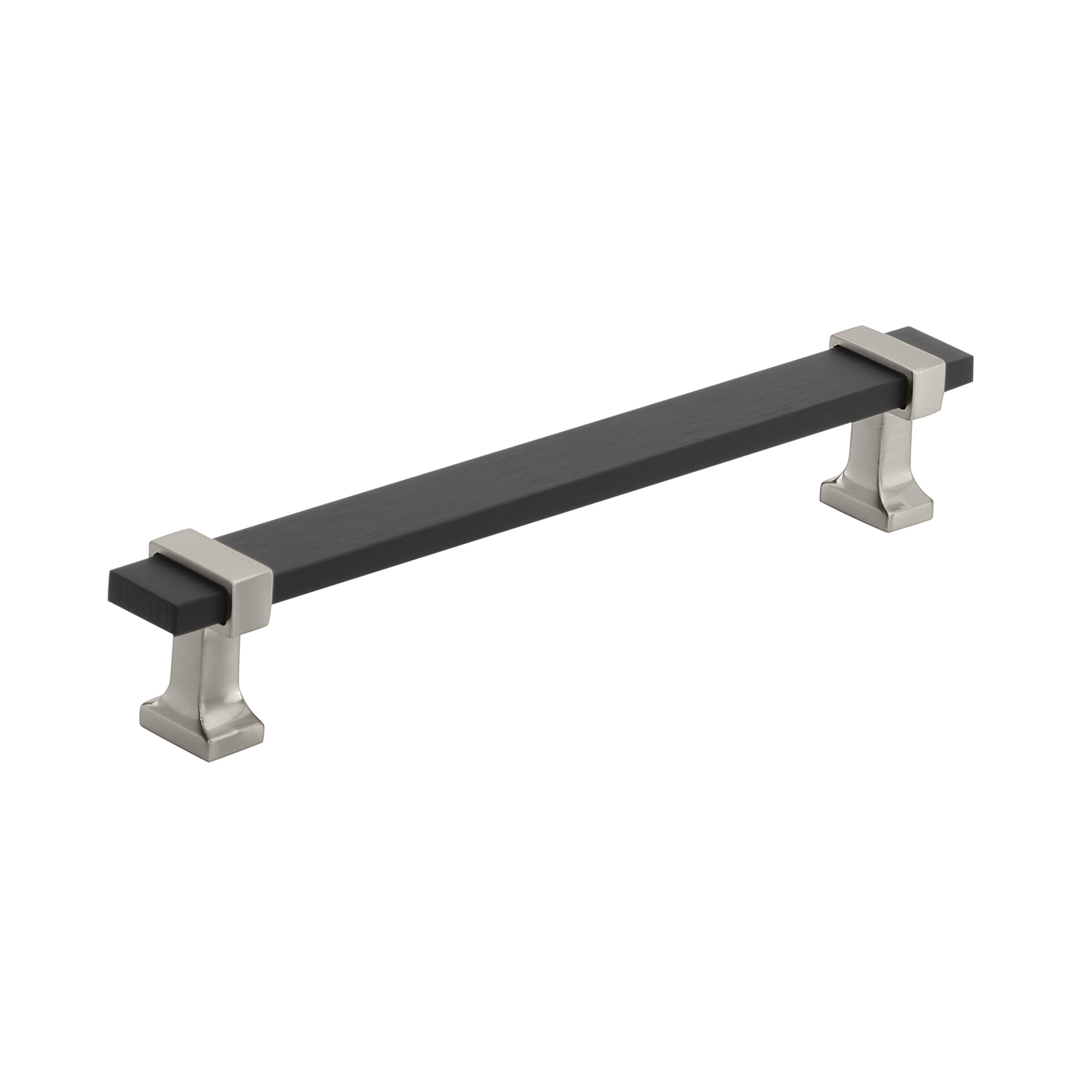 Overton 6-5/16 inch (160mm) Center-to-Center Brushed Matte Black/Satin Nickel Cabinet Pull