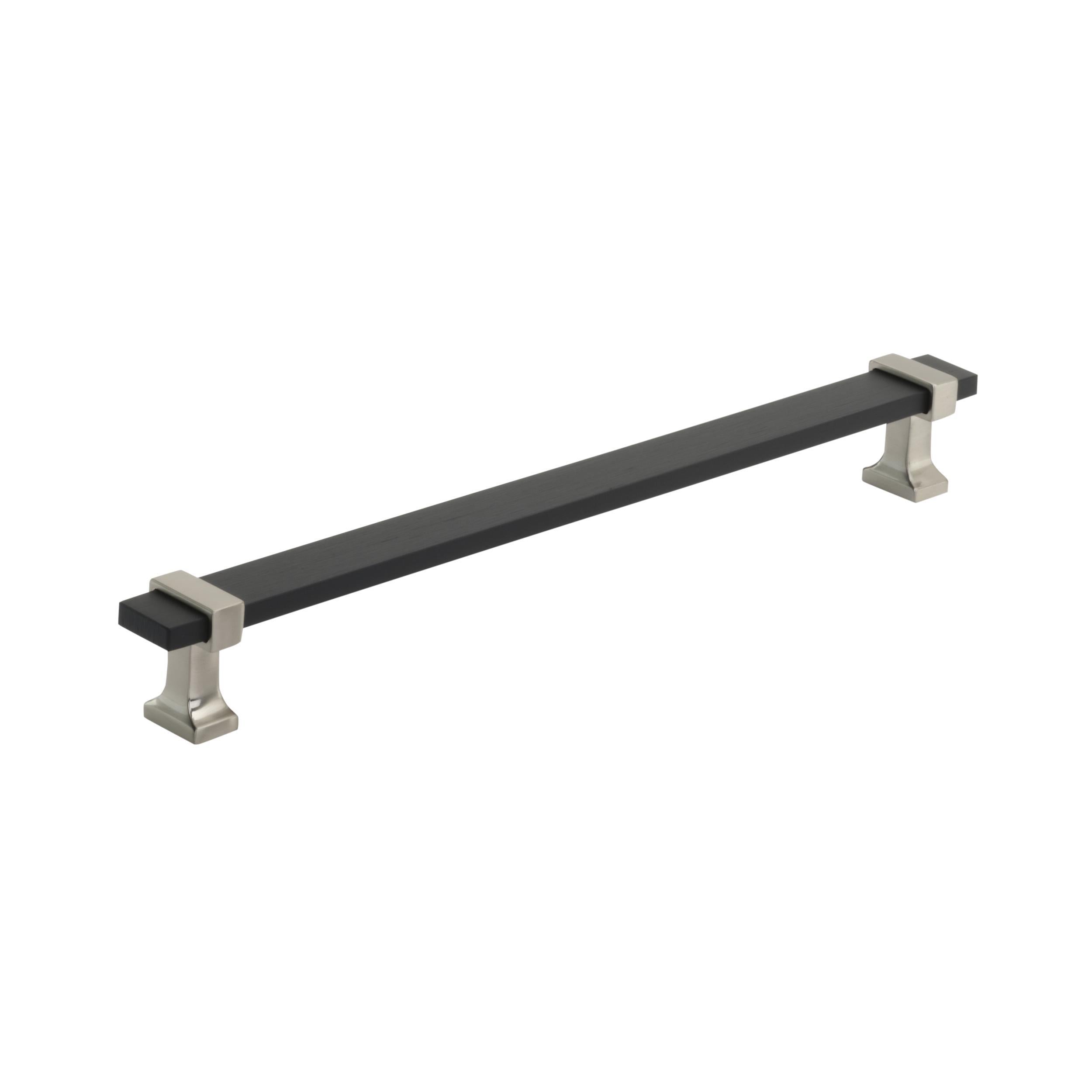 Overton 8-13/16 inch (224mm) Center-to-Center Brushed Matte Black/Satin Nickel Cabinet Pull