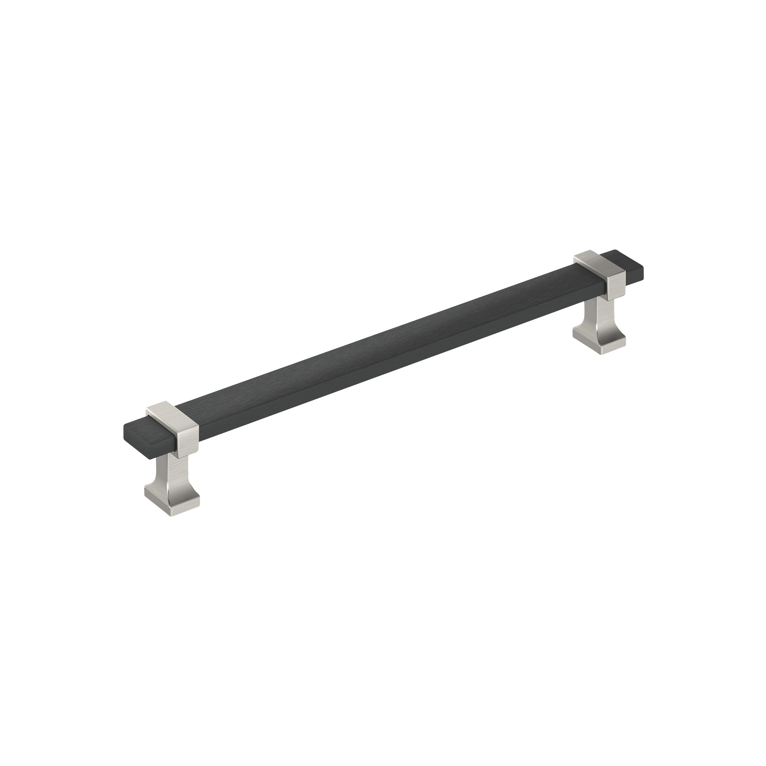 Overton 7-9/16 inch (192mm) Center-to-Center Brushed Matte Black/Satin Nickel Cabinet Pull