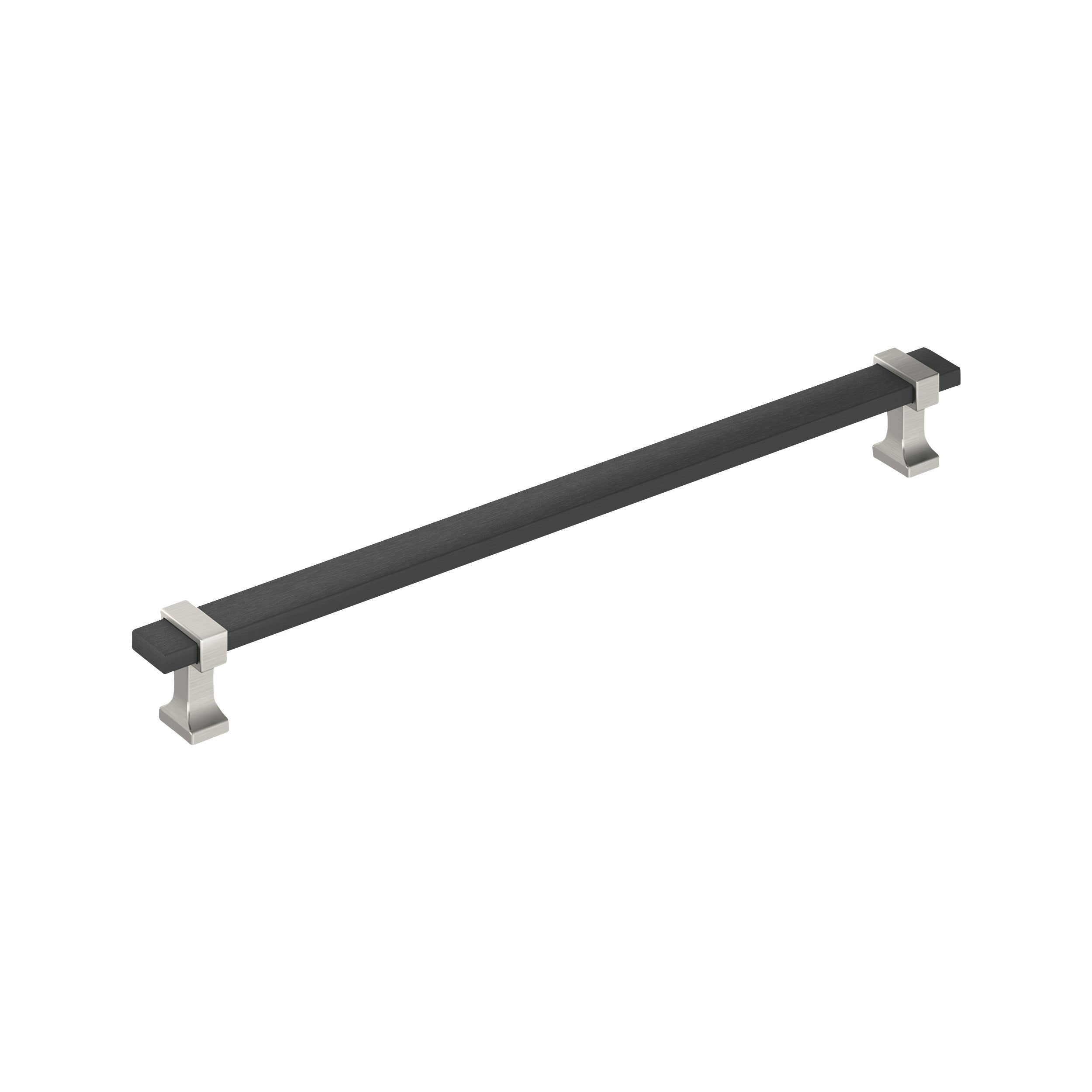 Overton 10-1/16 inch (256mm) Center-to-Center Brushed Matte Black/Satin Nickel Cabinet Pull