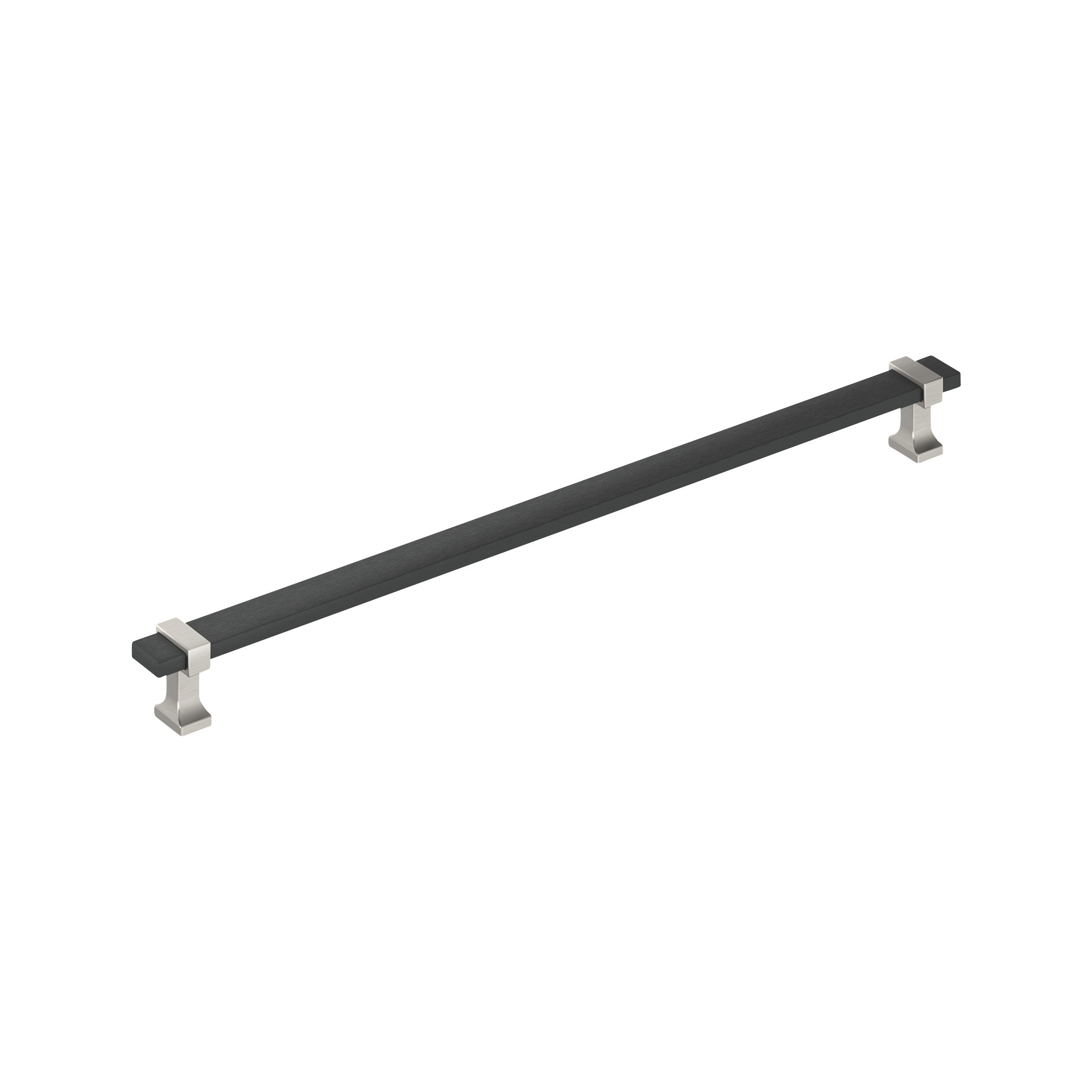 Overton 12-5/8 inch (320mm) Center-to-Center Brushed Matte Black/Satin Nickel Cabinet Pull