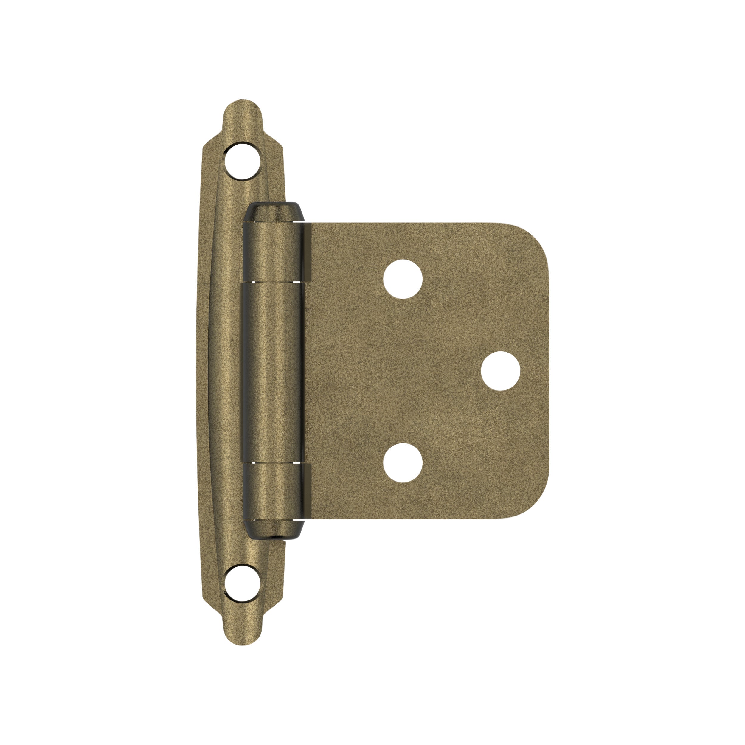 Variable Overlay Self Closing Face Mount Burnished Brass Cabinet Hinge - 1 Pair