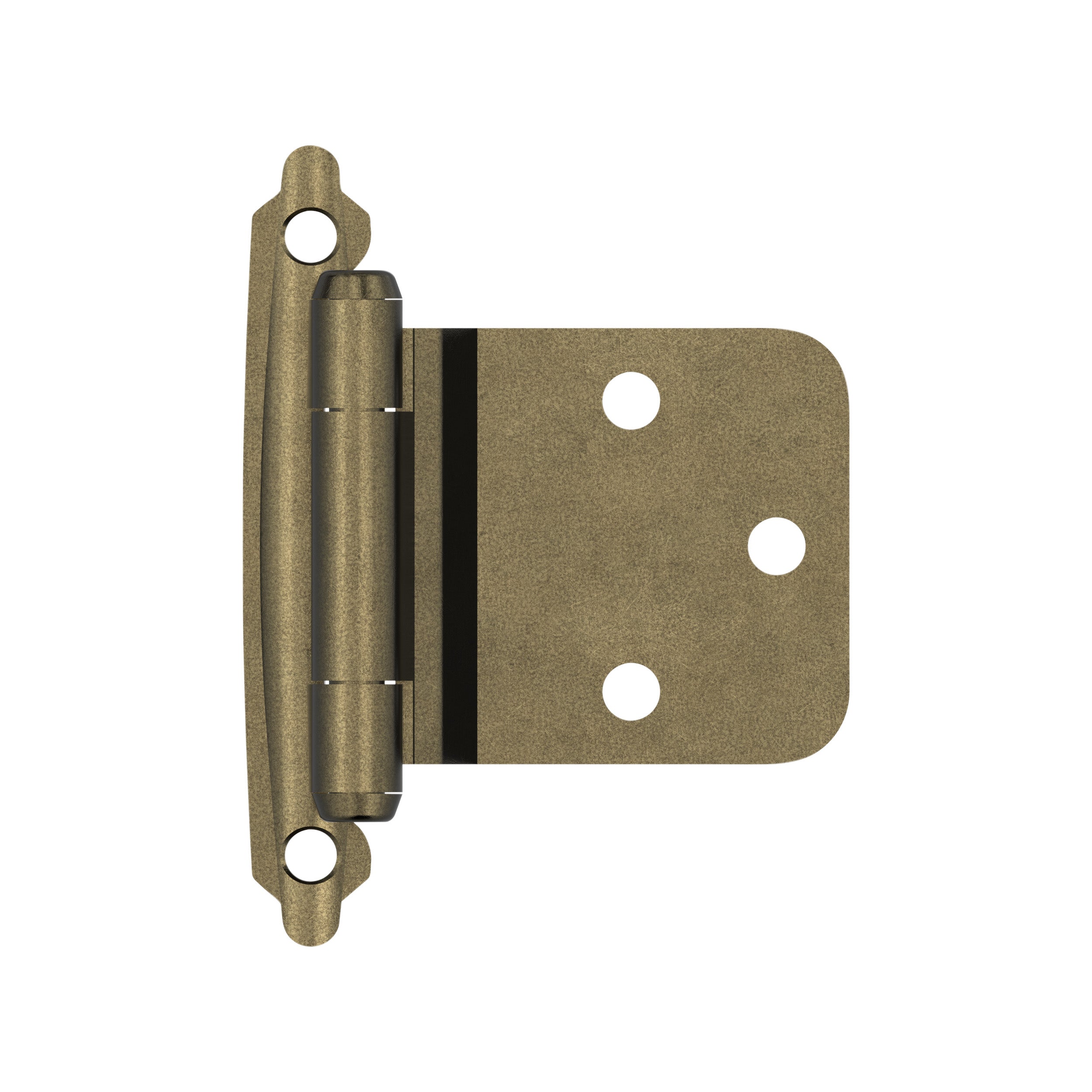 Variable Overlay Self Closing Face Mount Reverse Bevel Burnished Brass Cabinet Hinge - 1 Pair