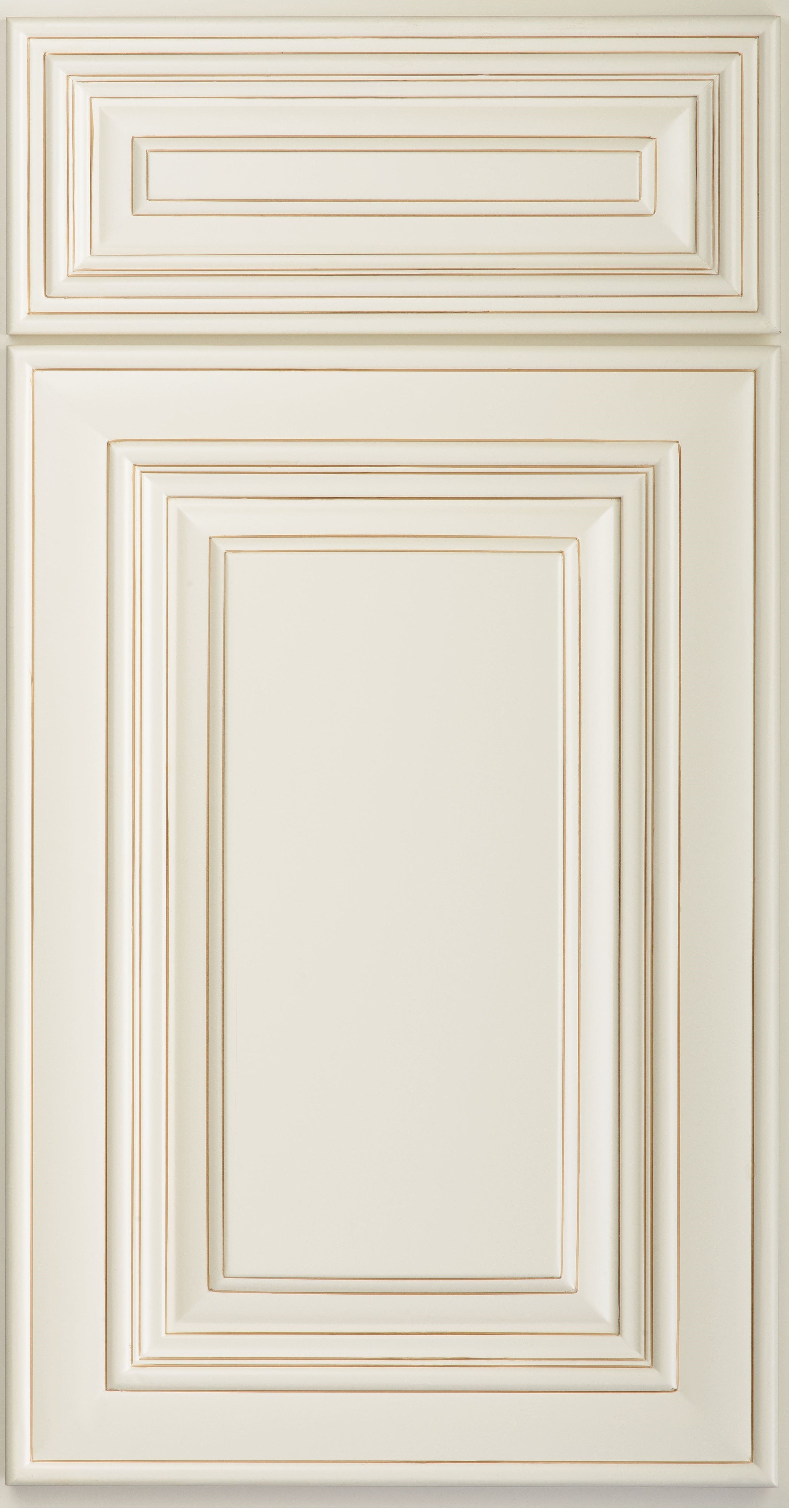 Traditional White cabinet raised door with decorative molding
