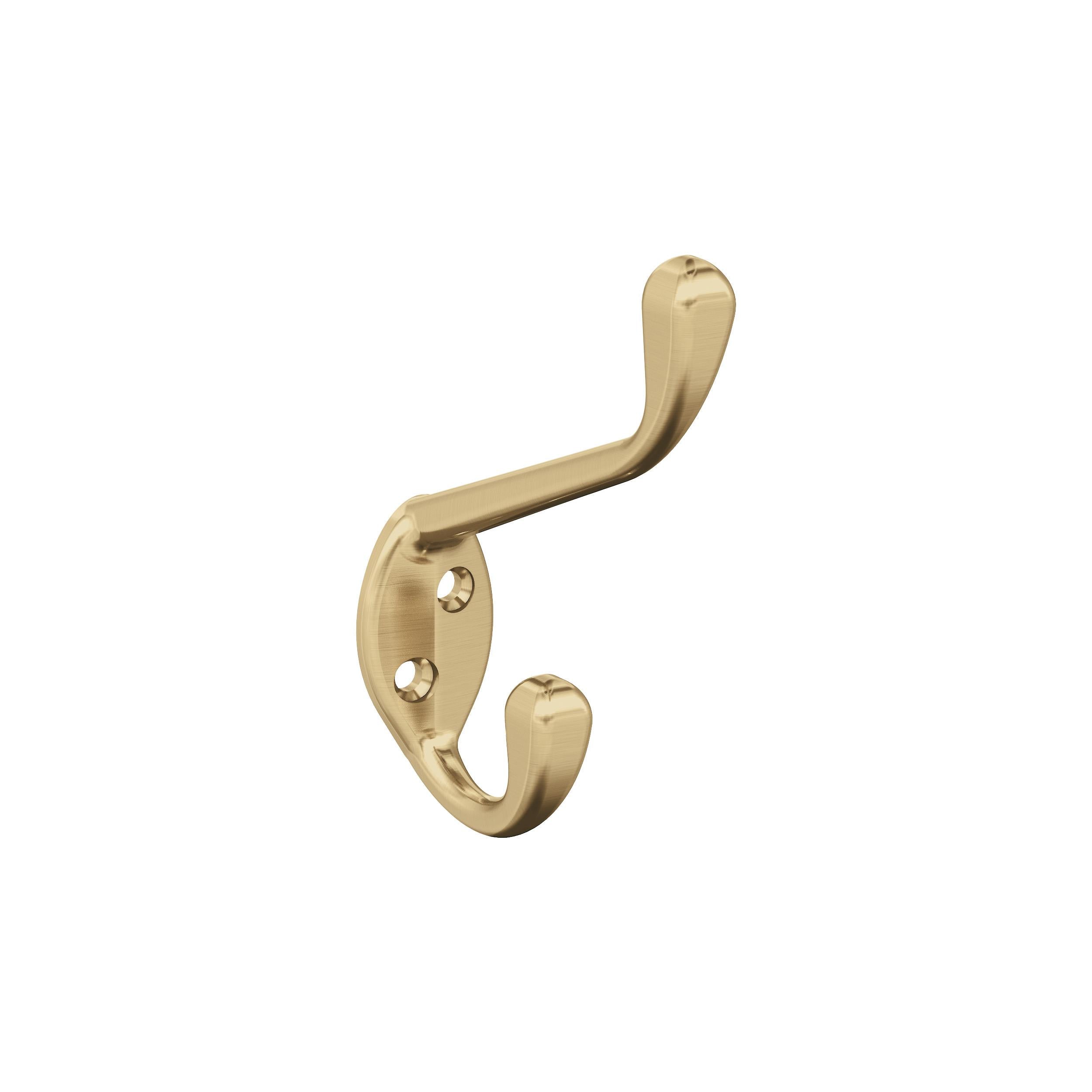 Noble Double Prong Champagne Bronze Decorative Wall Hook