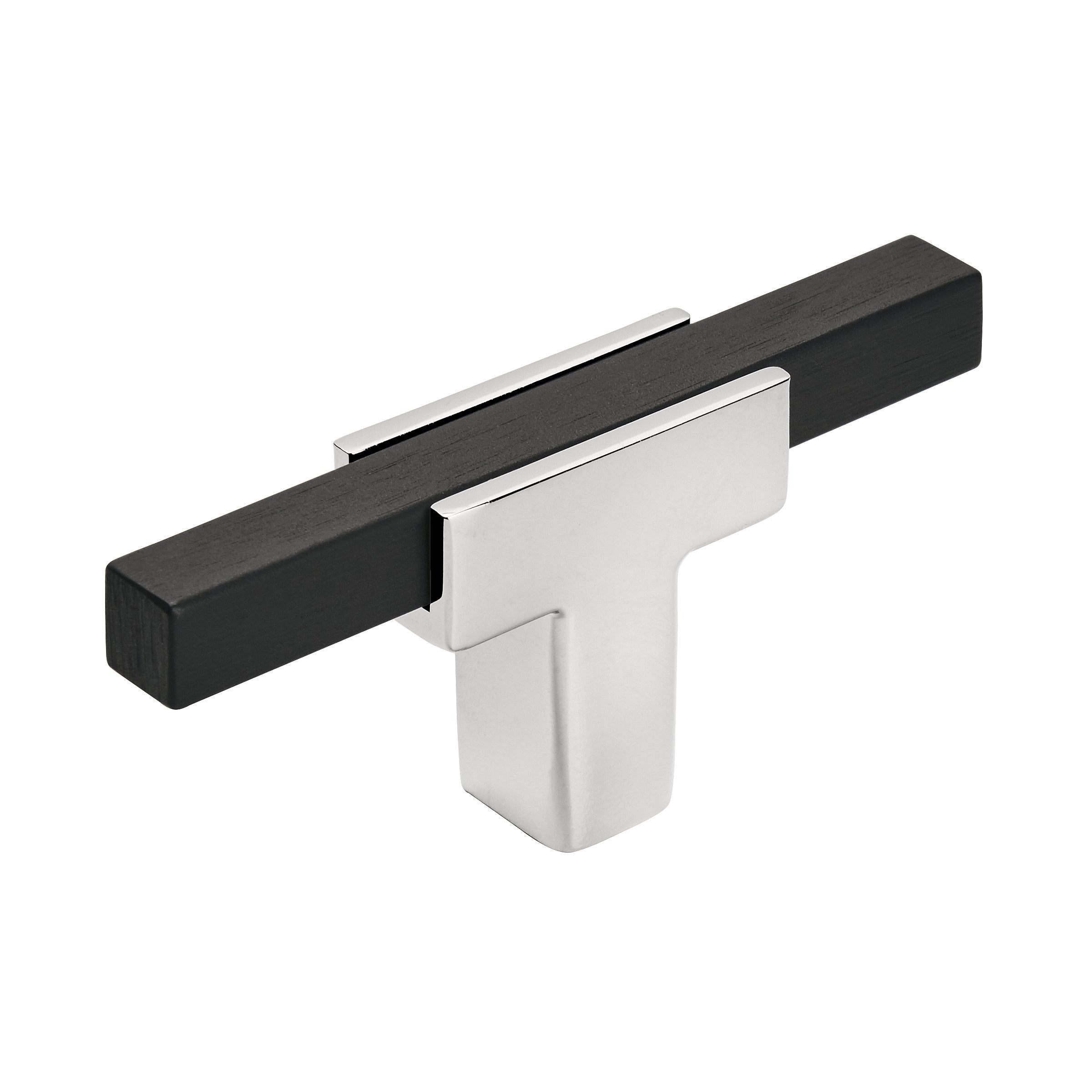 Urbanite 2-3/4 inch (70mm) Length Polished Chrome/Brushed Matte Black Cabinet Knob