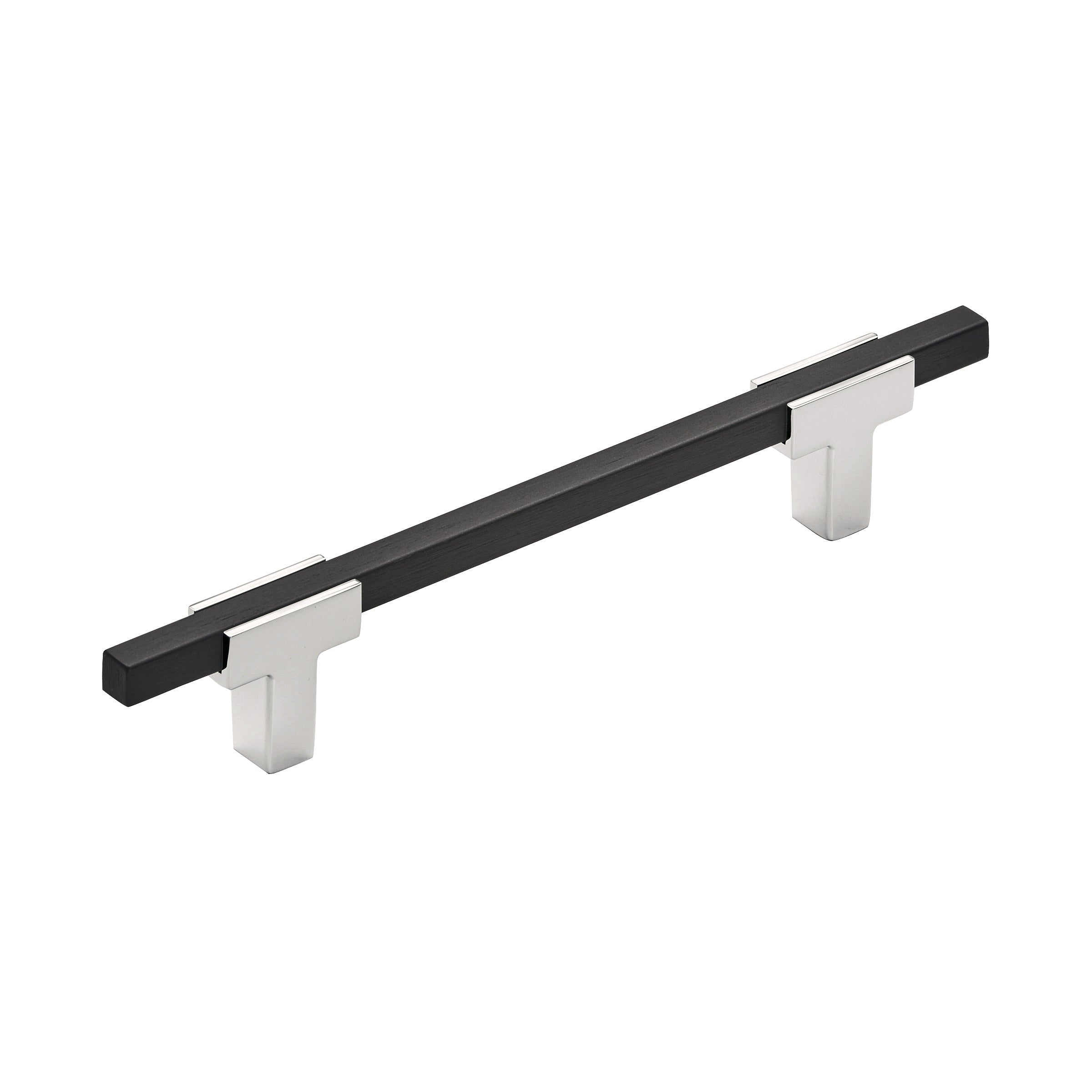 Urbanite 5-1/16 inch (128mm) Center-to-Center Polished Chrome/Brushed Matte Black Cabinet Pull