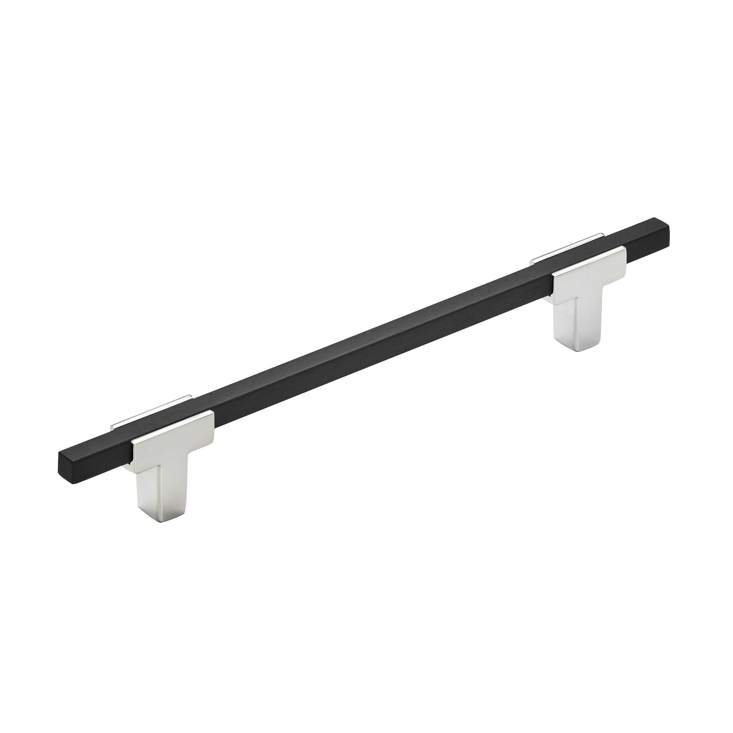 Urbanite 6-5/16 inch (160mm) Center-to-Center Polished Chrome/Brushed Matte Black Cabinet Pull