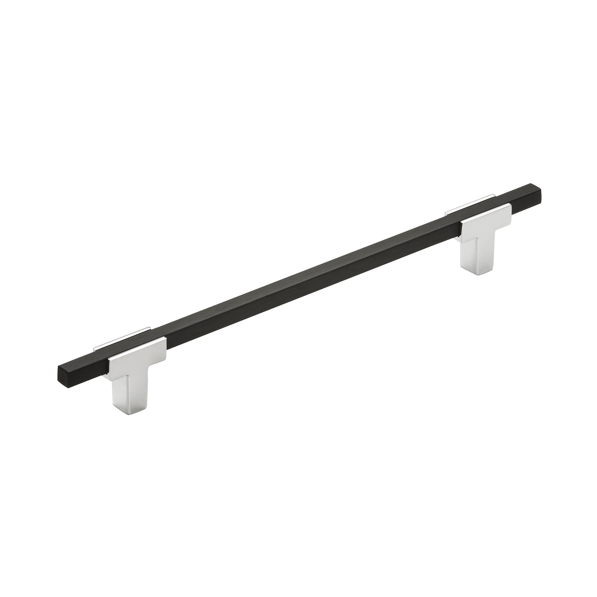 Urbanite 7-9/16 inch (192mm) Center-to-Center Polished Chrome/Brushed Matte Black Cabinet Pull
