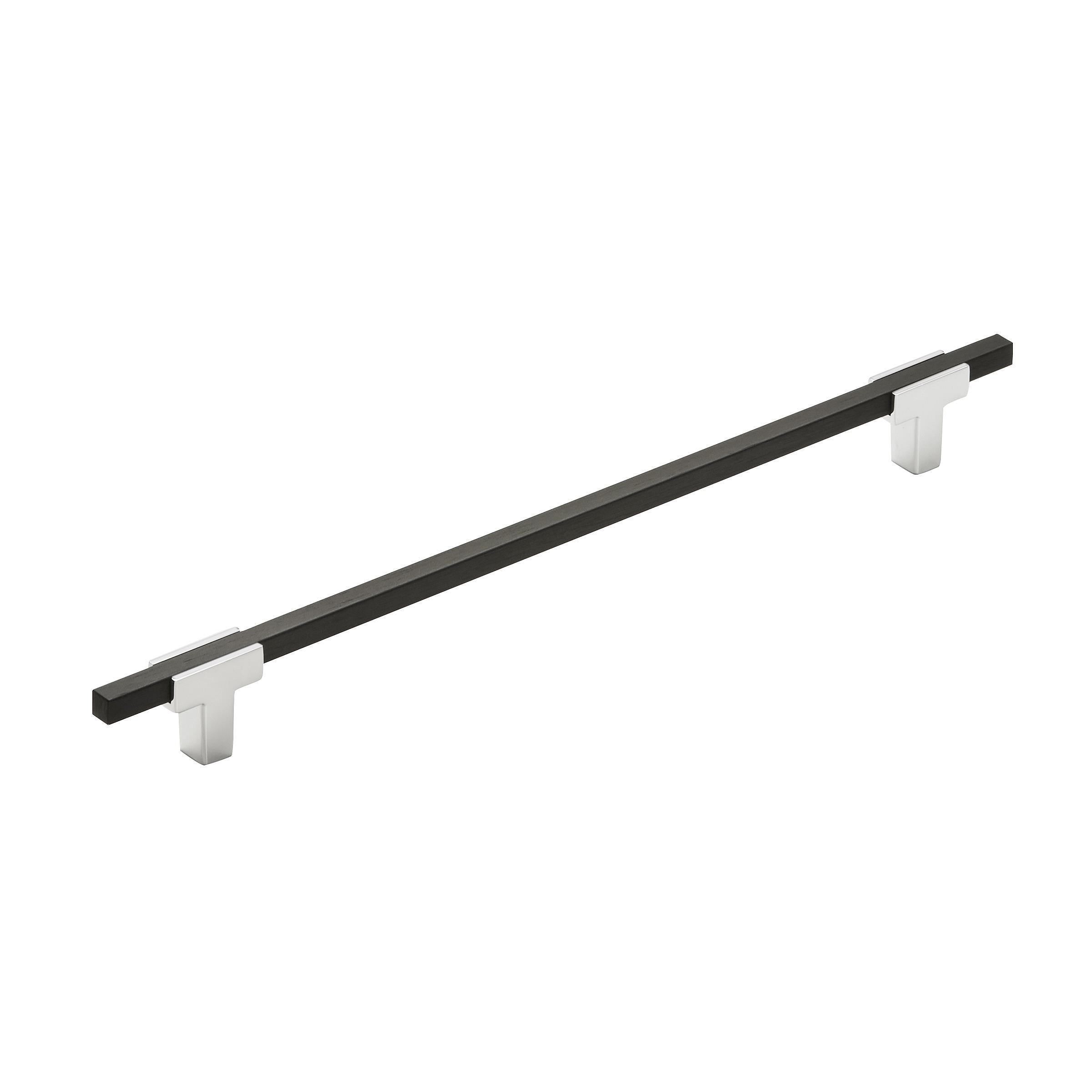 Urbanite 10-1/16 inch (256mm) Center-to-Center Polished Chrome/Brushed Matte Black Cabinet Pull