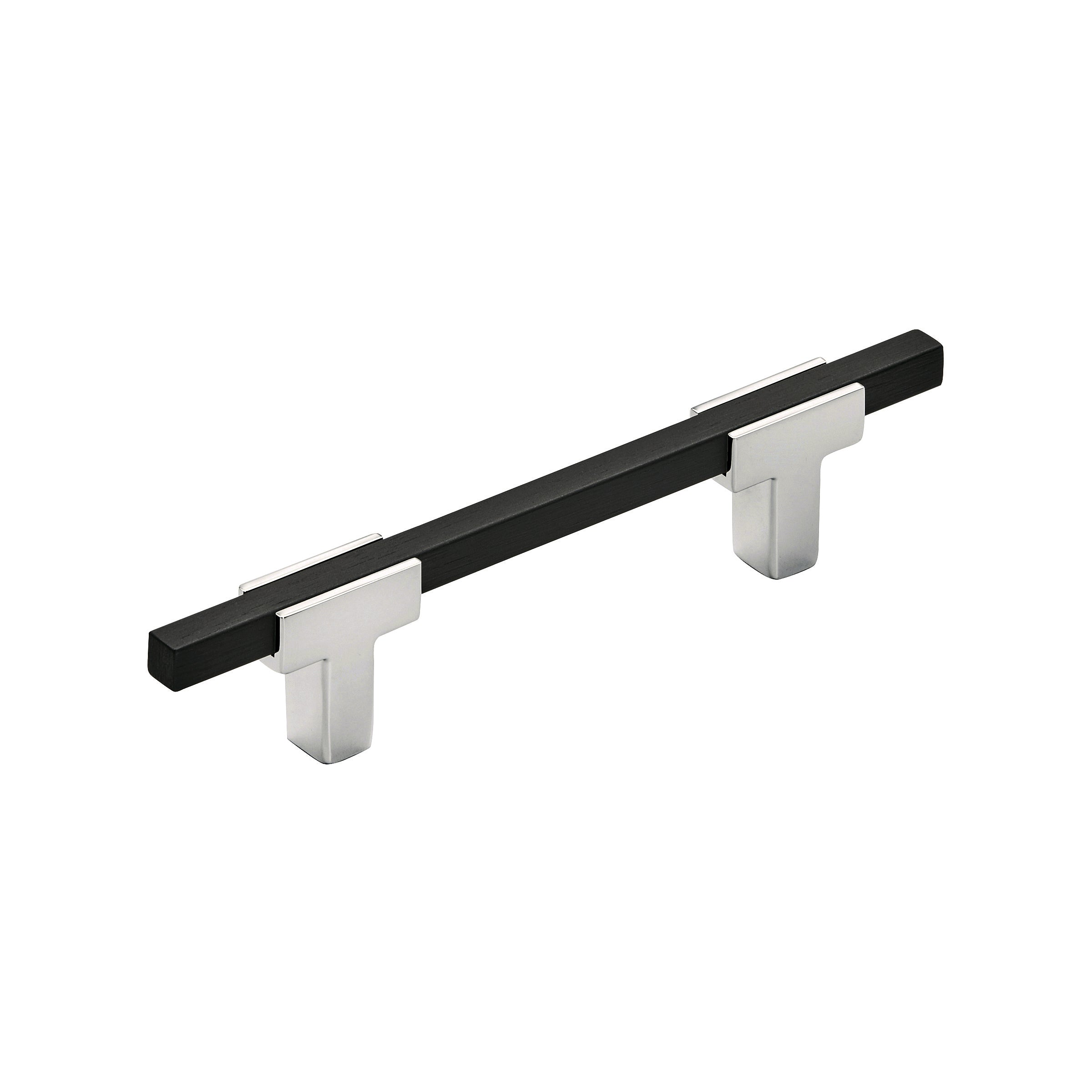 Urbanite 3-3/4 inch (96mm) Center-to-Center Polished Chrome/Brushed Matte Black Cabinet Pull