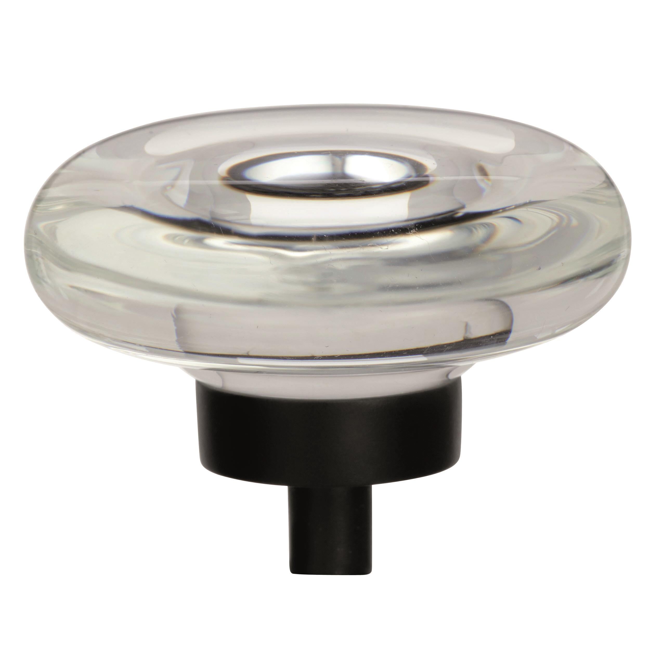 Glacio 1-3/4 inch (44mm) Diameter Clear/Black Bronze Cabinet Knob