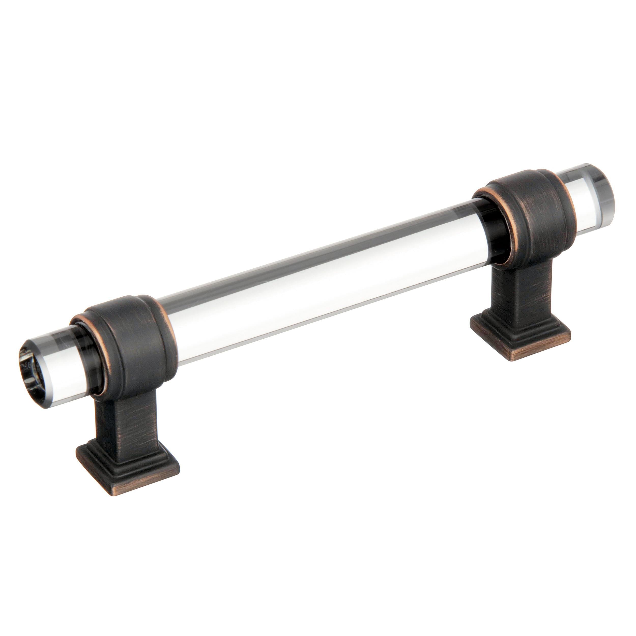 Glacio 3-3/4 inch (96mm) Center-to-Center Clear/Oil-Rubbed Bronze Cabinet Pull