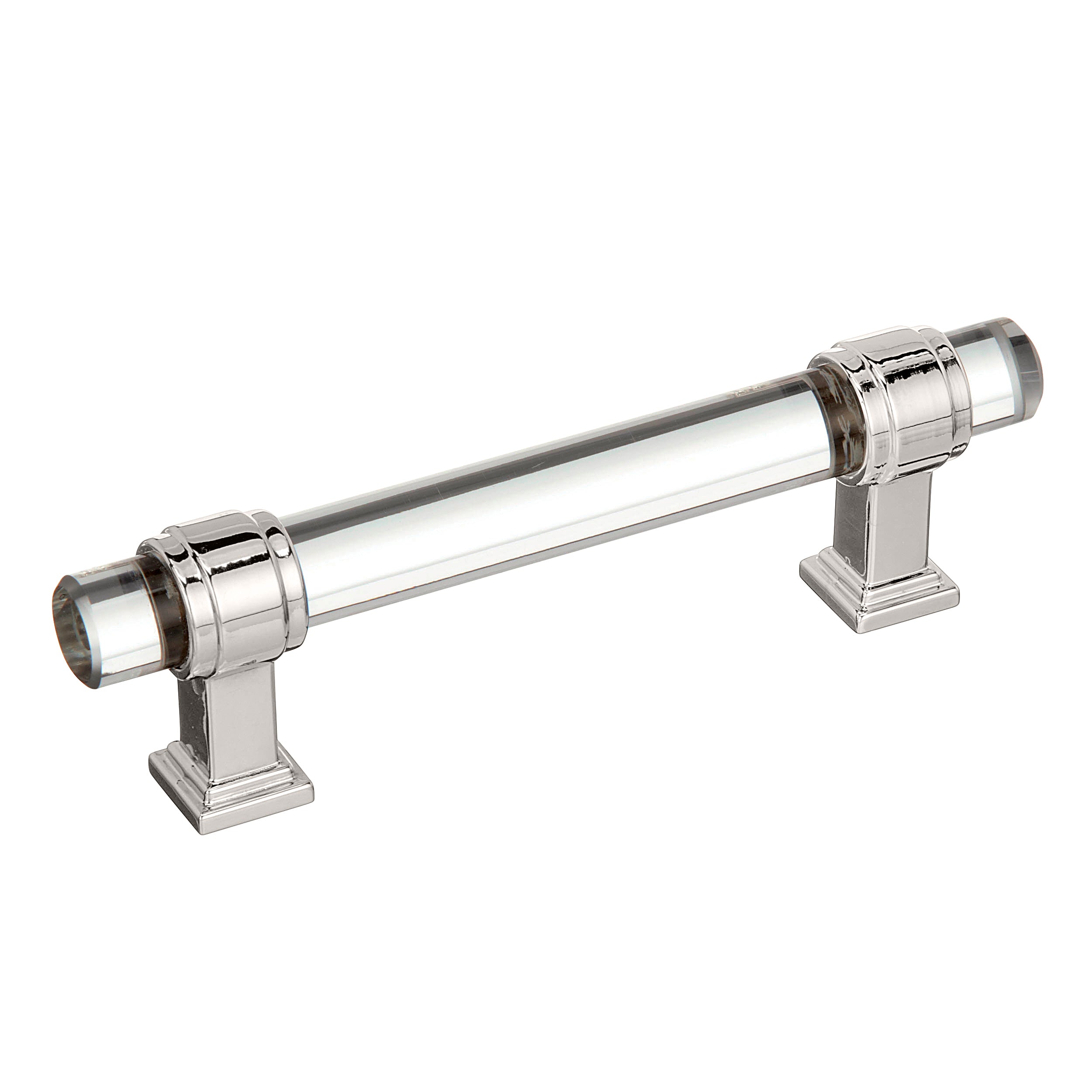Glacio 3-3/4 inch (96mm) Center-to-Center Clear/Polished Nickel Cabinet Pull