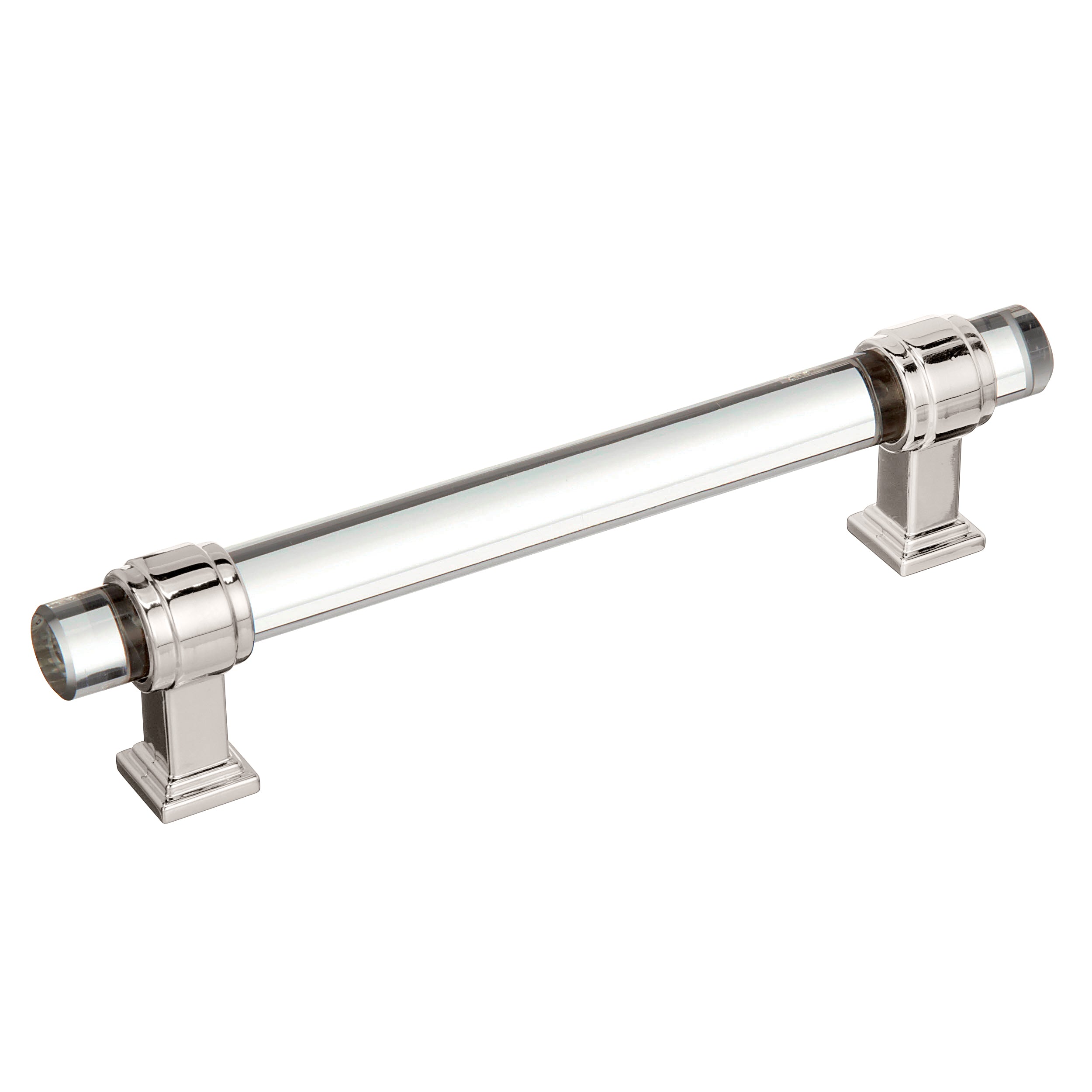 Glacio 5-1/16 inch (128mm) Center-to-Center Clear/Polished Nickel Cabinet Pull