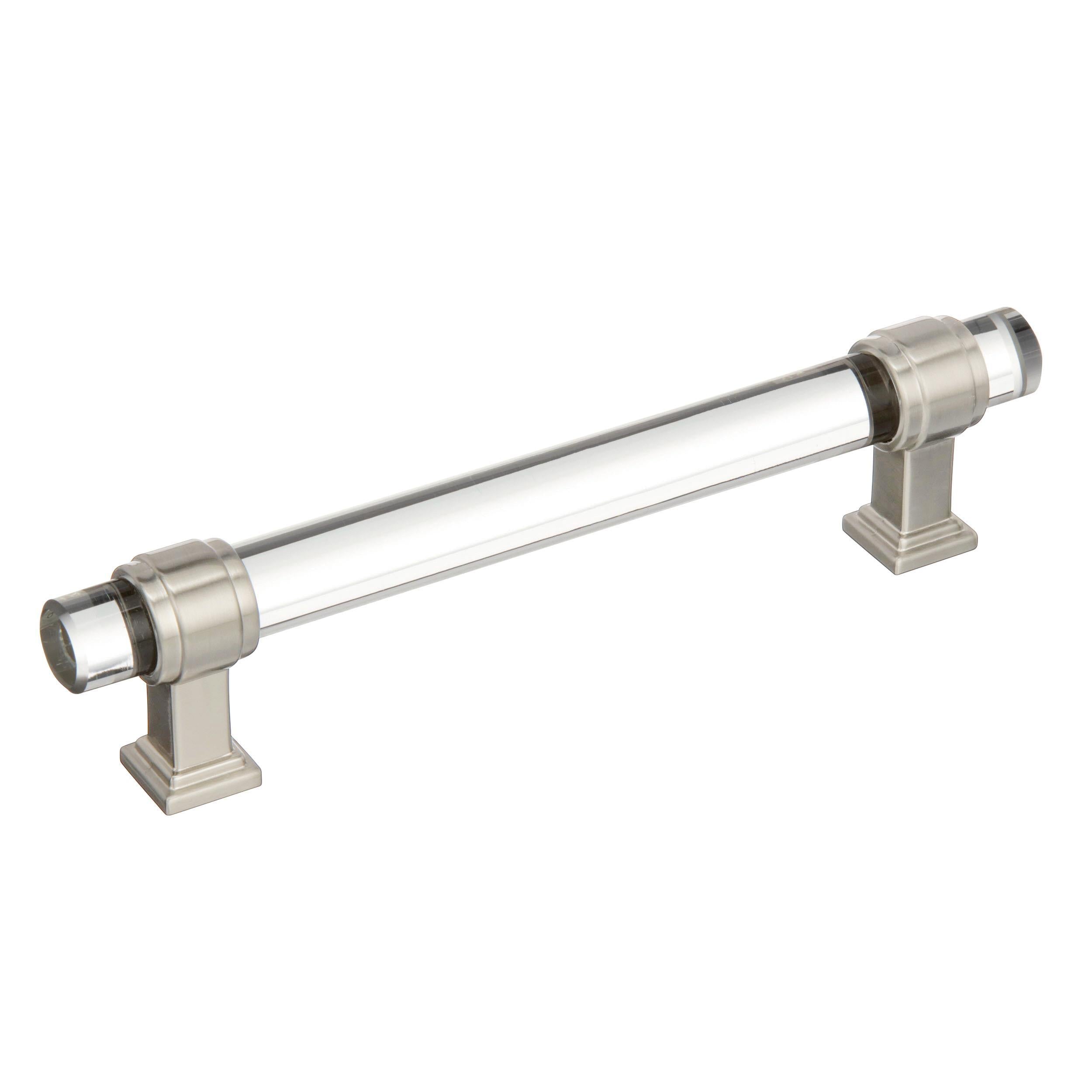 Glacio 5-1/16 inch (128mm) Center-to-Center Clear/Satin Nickel Cabinet Pull