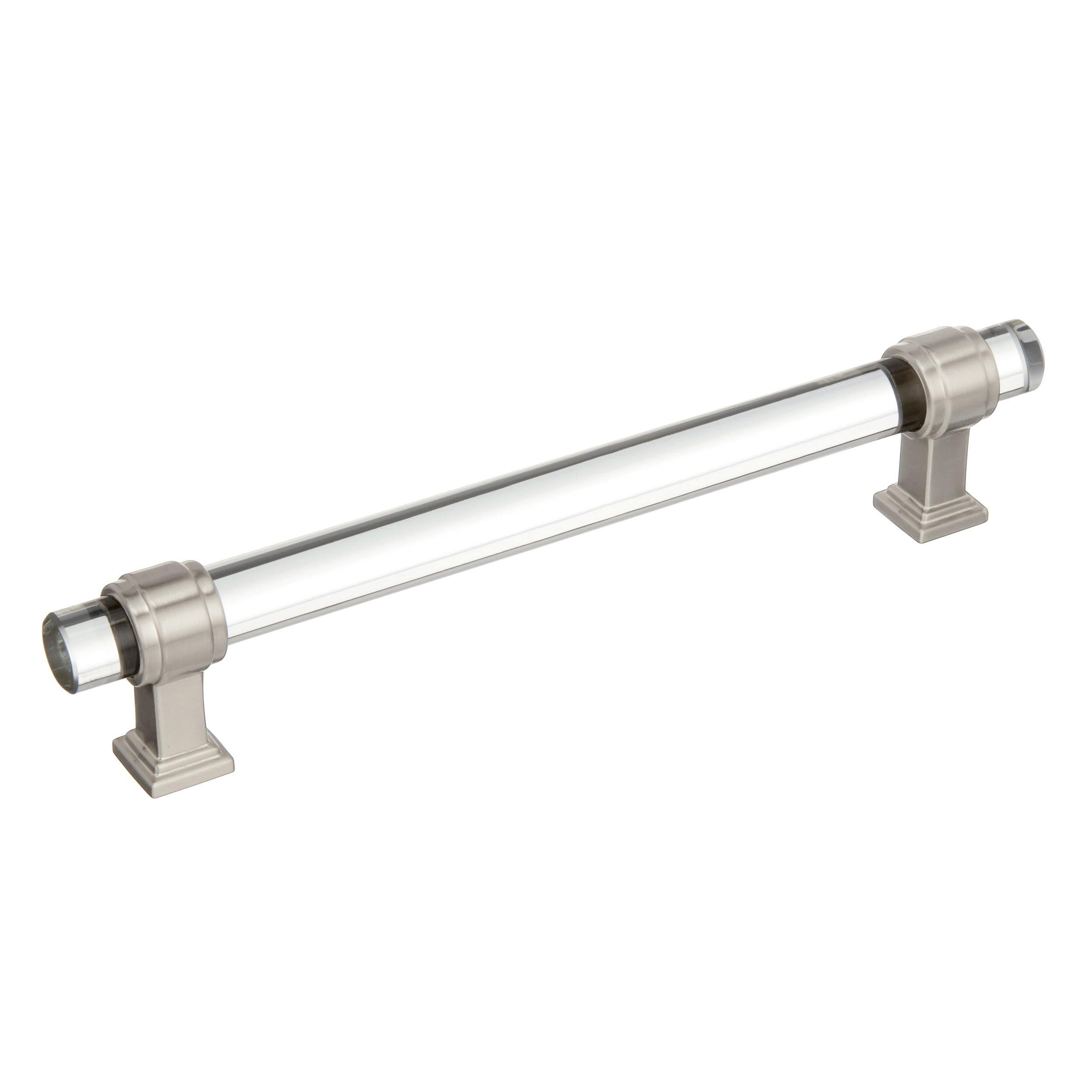Glacio 6-5/16 inch (160mm) Center-to-Center Clear/Satin Nickel Cabinet Pull