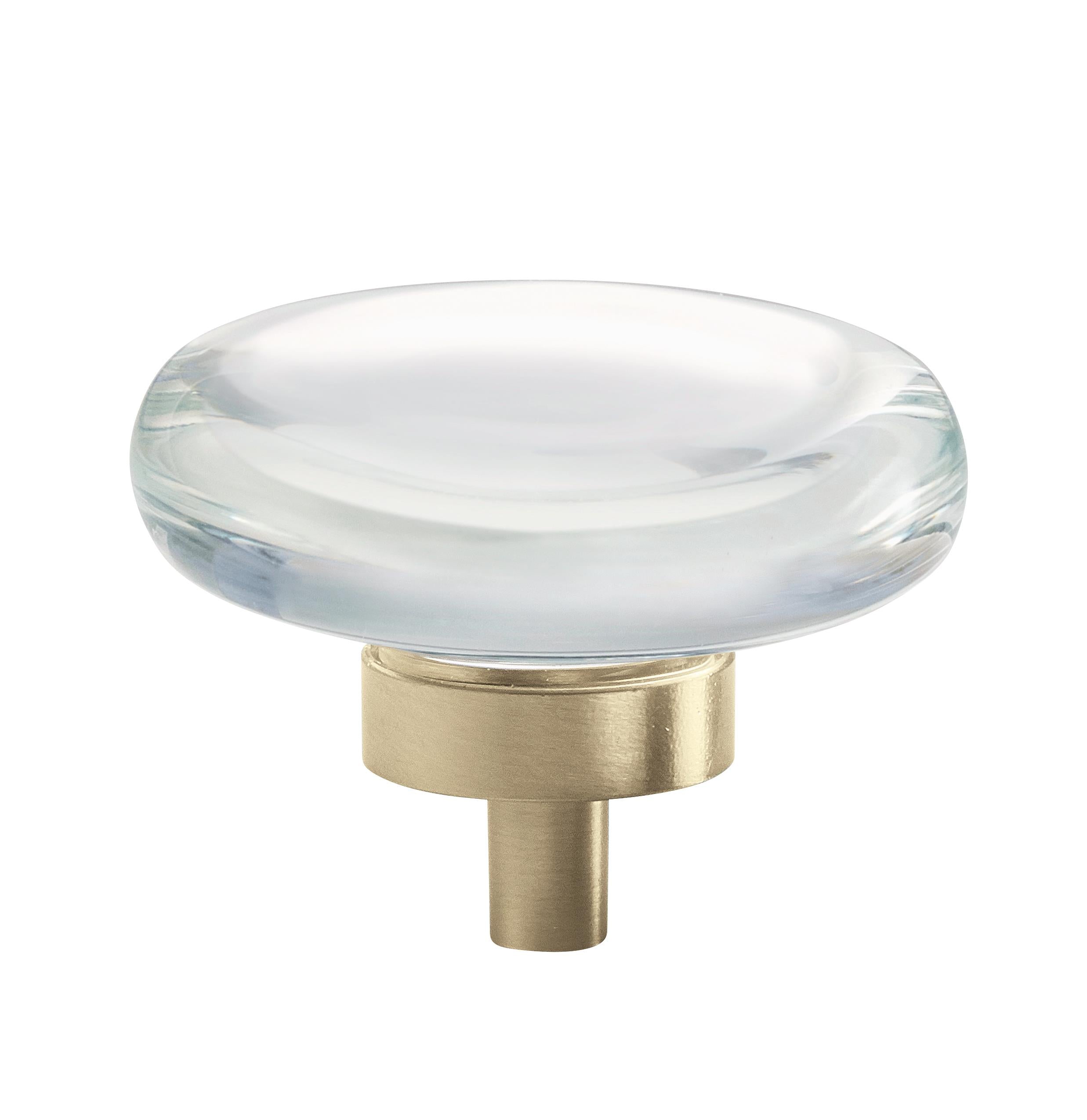 Glacio 1-3/4 inch (44mm) Diameter Clear/Golden Champagne Cabinet Knob