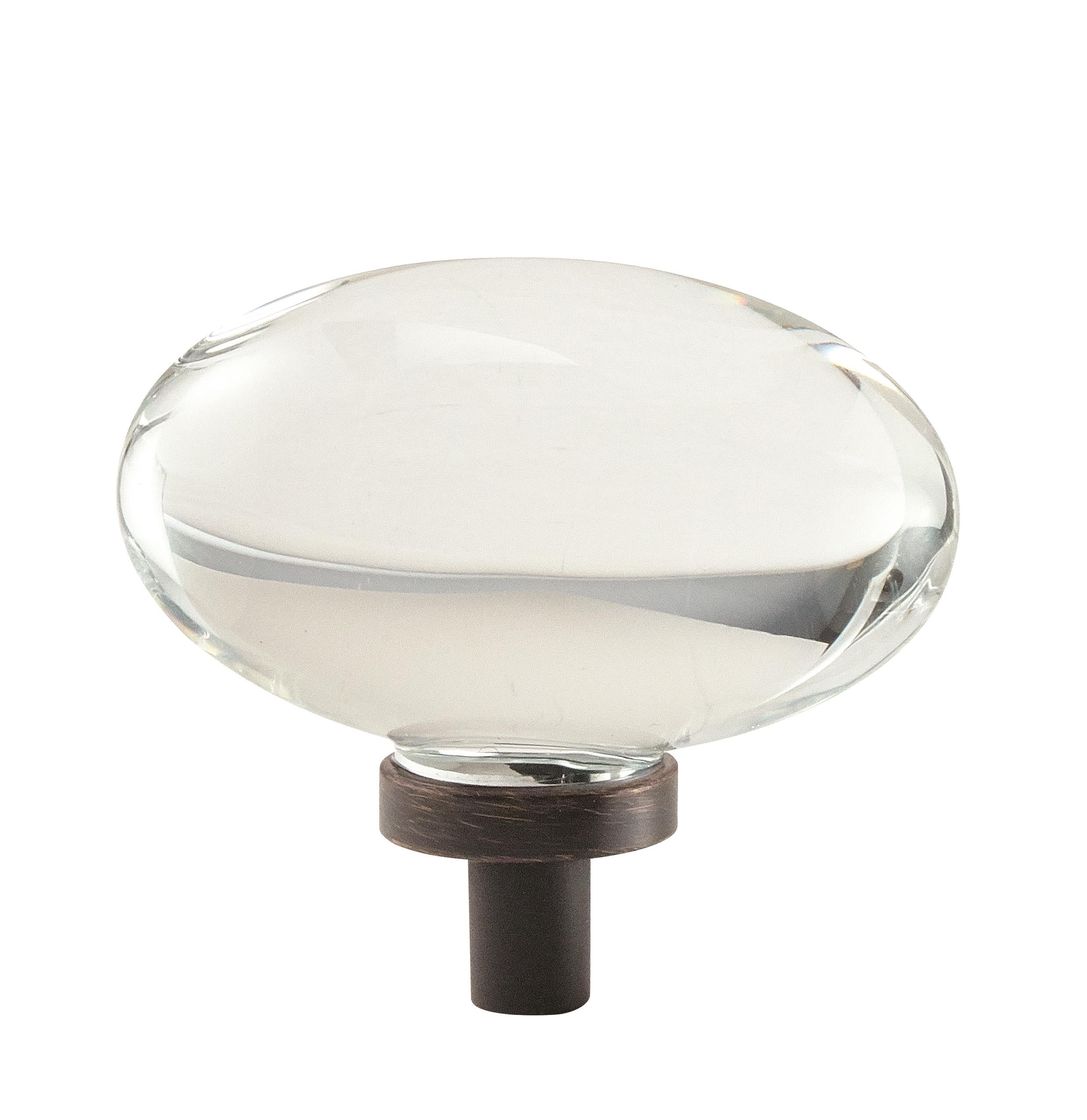 Glacio 1-3/4 inch (44mm) Length Clear/Oil-Rubbed Bronze Cabinet Knob