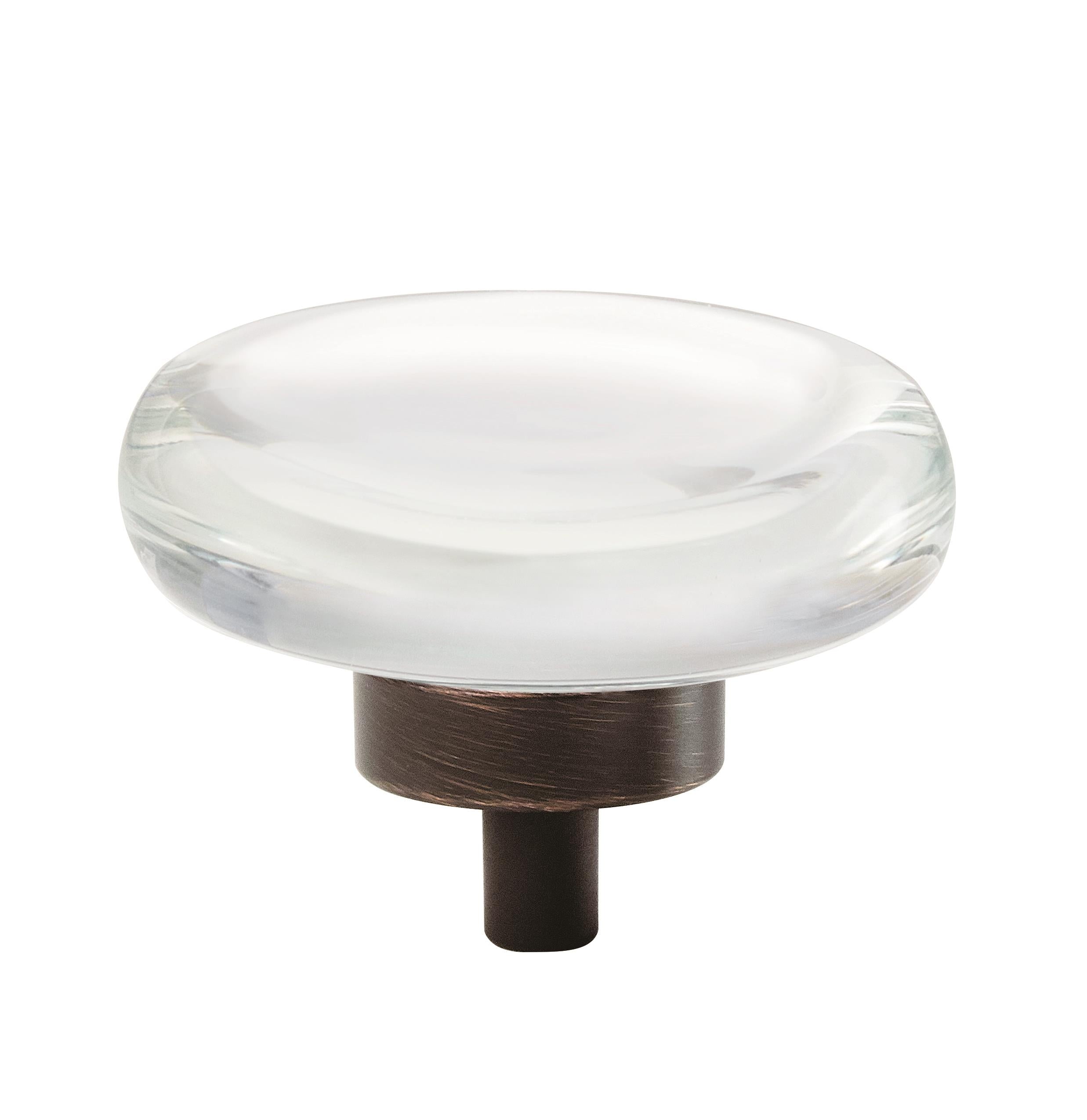 Glacio 1-3/4 inch (44mm) Diameter Clear/Oil-Rubbed Bronze Cabinet Knob