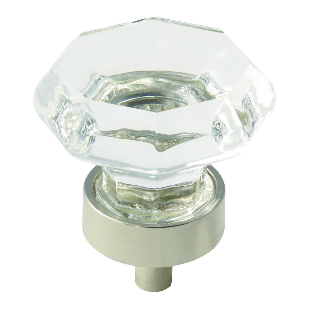 Traditional Classics 1-5/16 inch (33mm) Diameter Clear/Polished Nickel Cabinet Knob