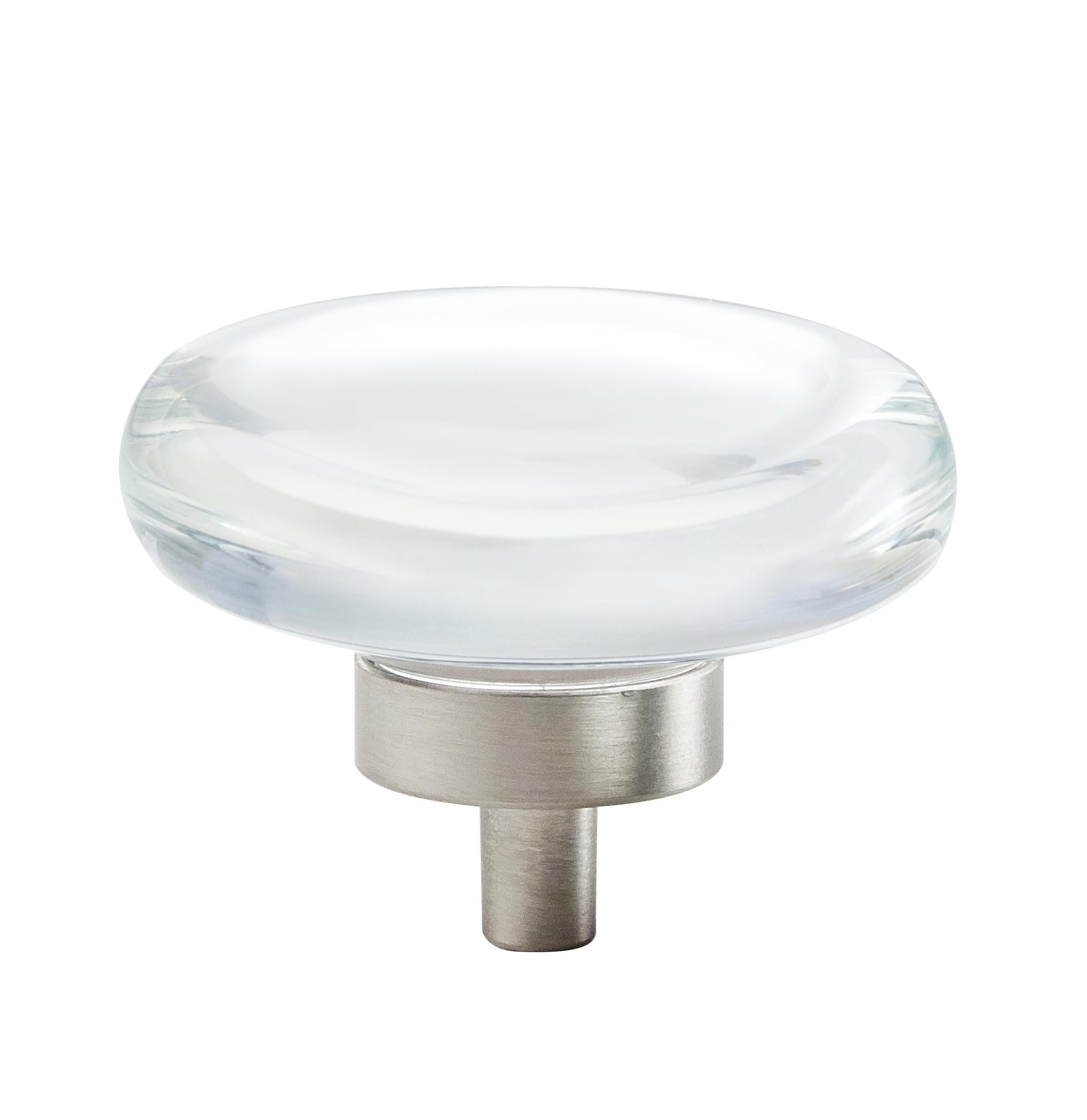 Glacio 1-3/4 inch (44mm) Diameter Clear/Satin Nickel Cabinet Knob