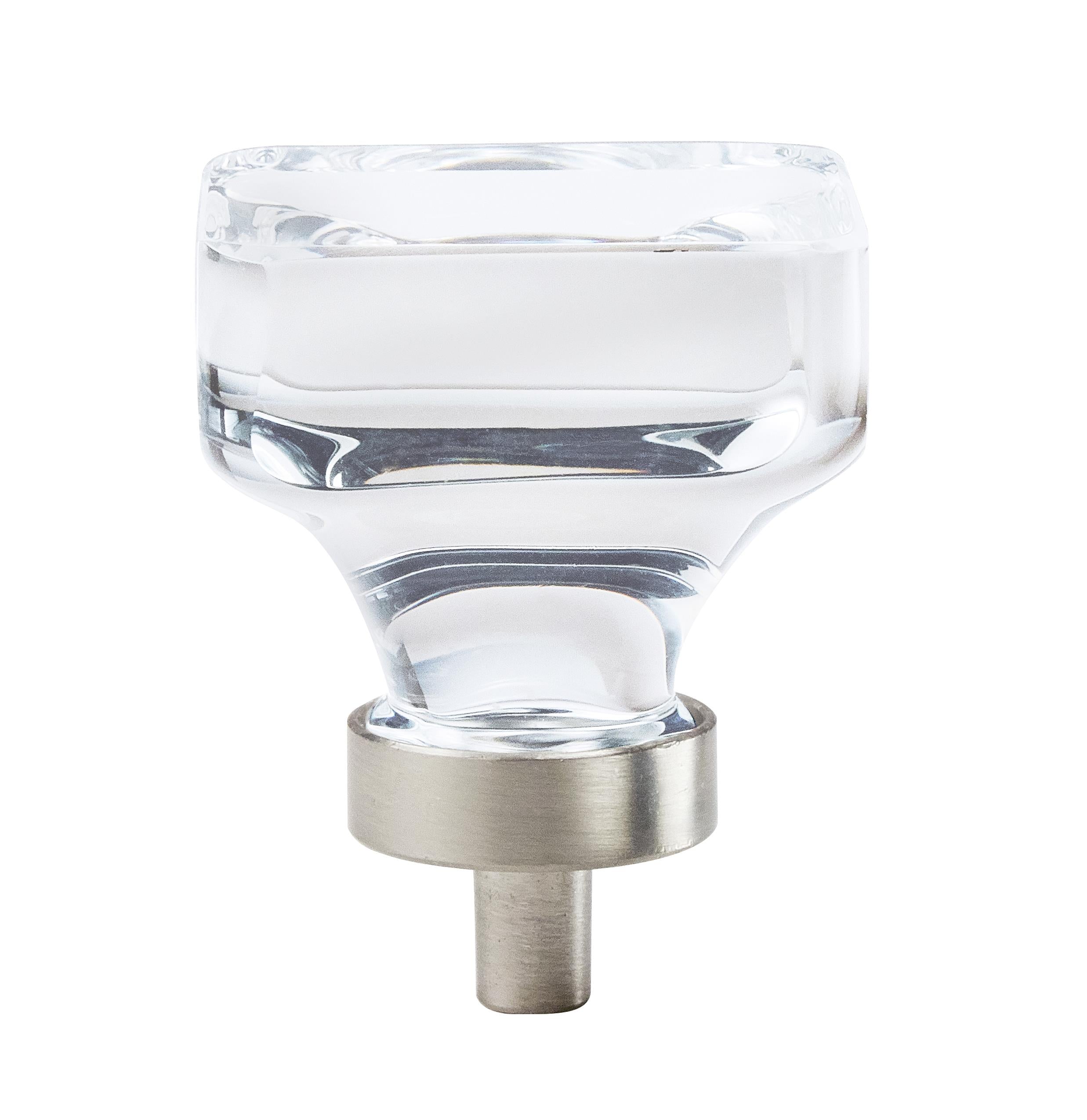 Glacio 1-3/8 inch (35mm) Length Clear/Satin Nickel Cabinet Knob