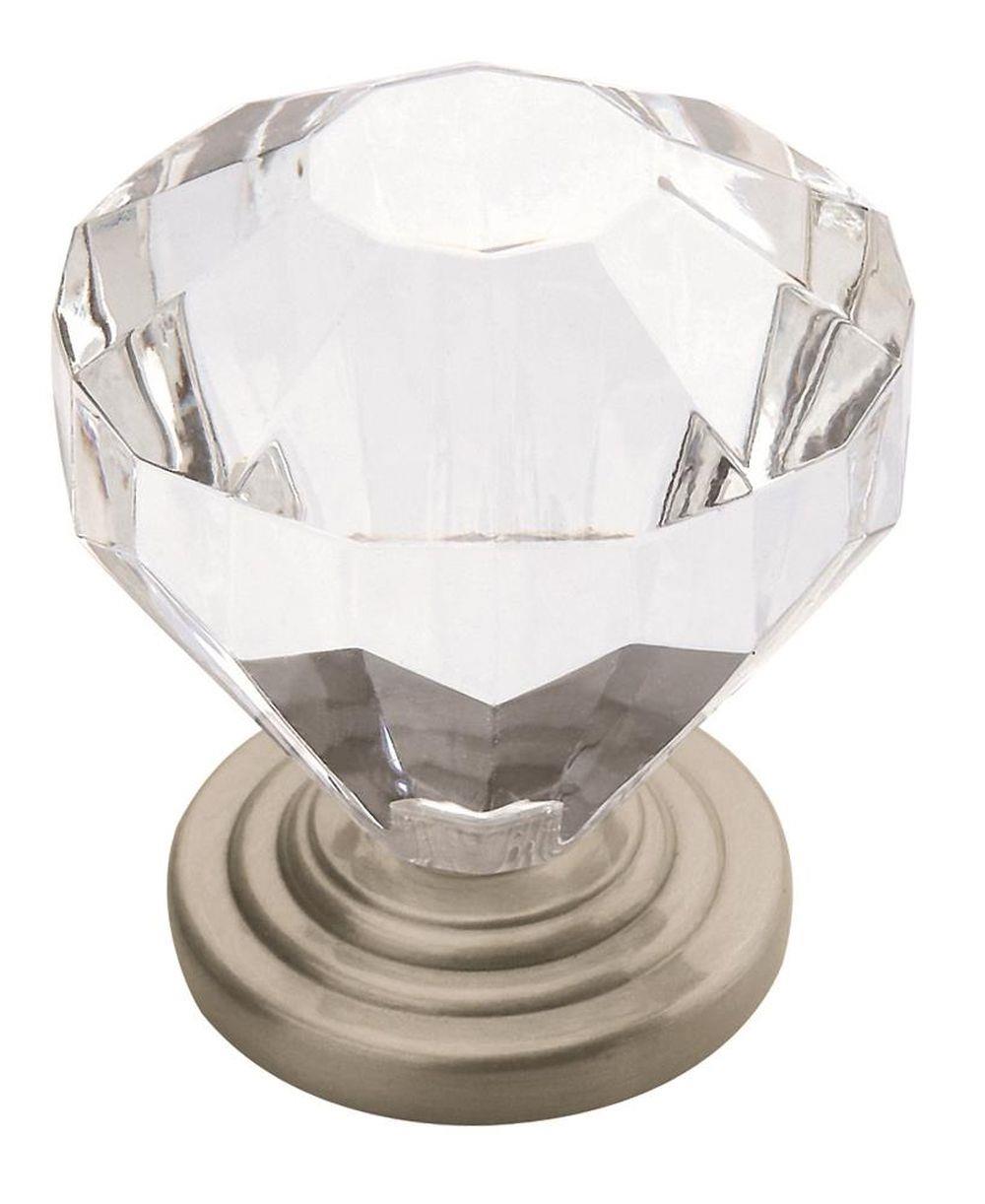 Traditional Classics 1-1/4 inch (32mm) Diameter Clear/Satin Nickel Cabinet Knob